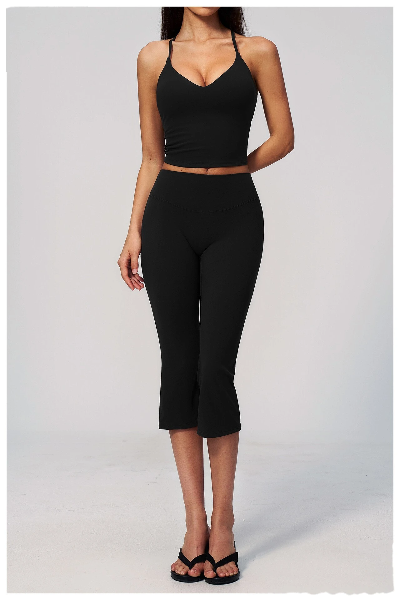 Yoga pants with creamy feeling, high waist, hips and abdomen, fitness exercise, cropped pants/yoga suit detail