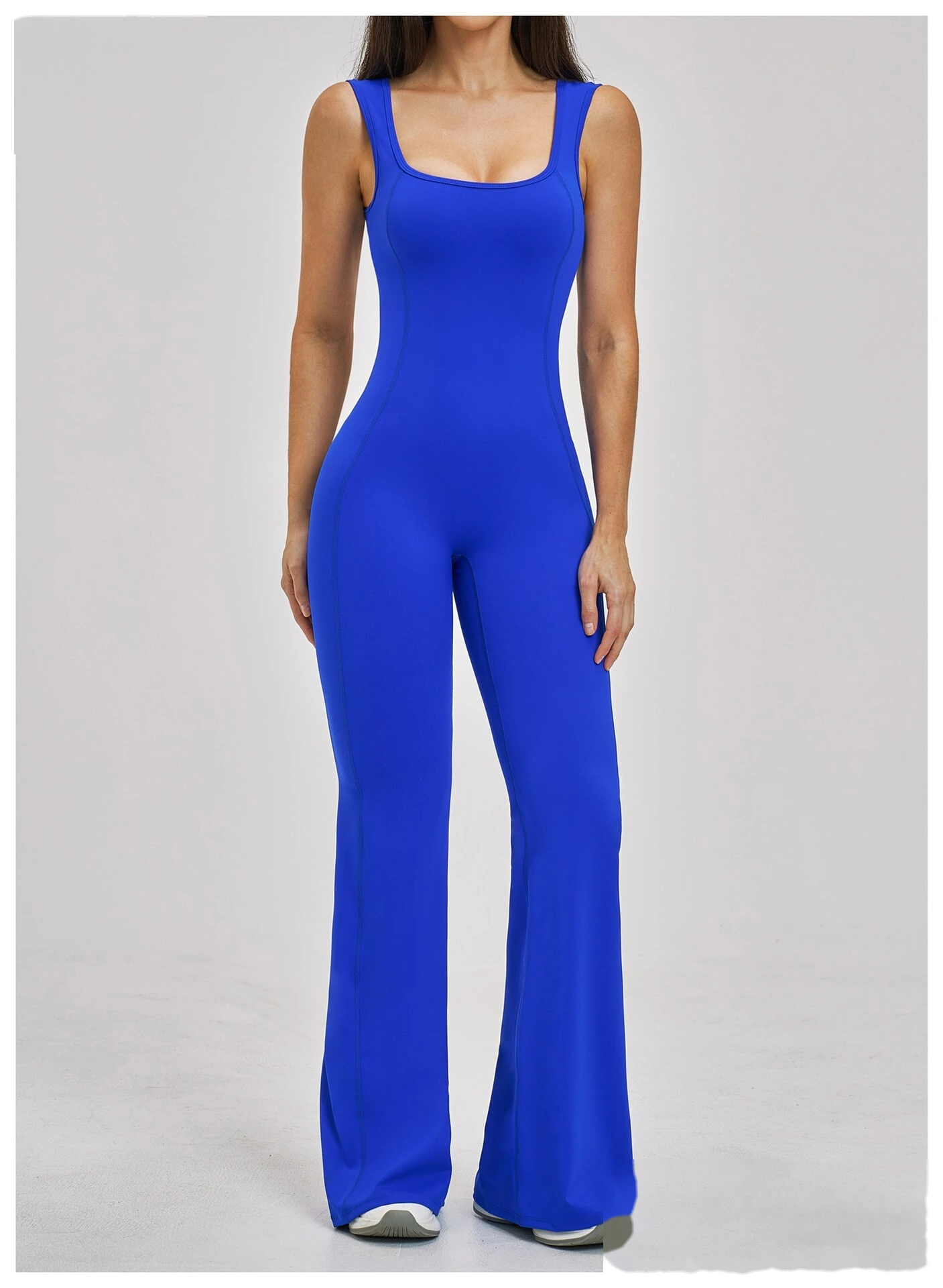 Custom Women’s Flared Leg Yoga One-Piece Outfit Beauty Back Slim Fit Fitness Gym Bodysuit Sport Jumpsuit detail