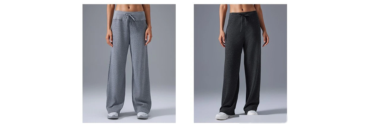 Custom-made loose wide-leg sweatpants women's high waist drawstring slim fitness Pilates yoga pants detail