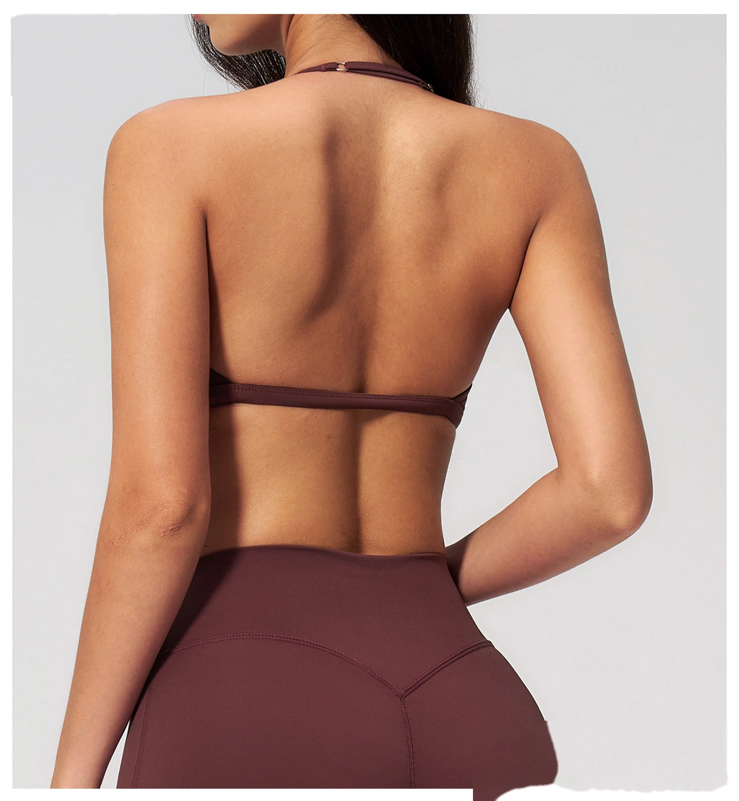 Beauty Back Shockproof Sports Bra Yoga Set, High Waist Wide Leg Seven Points Pants Fitness Suit detail