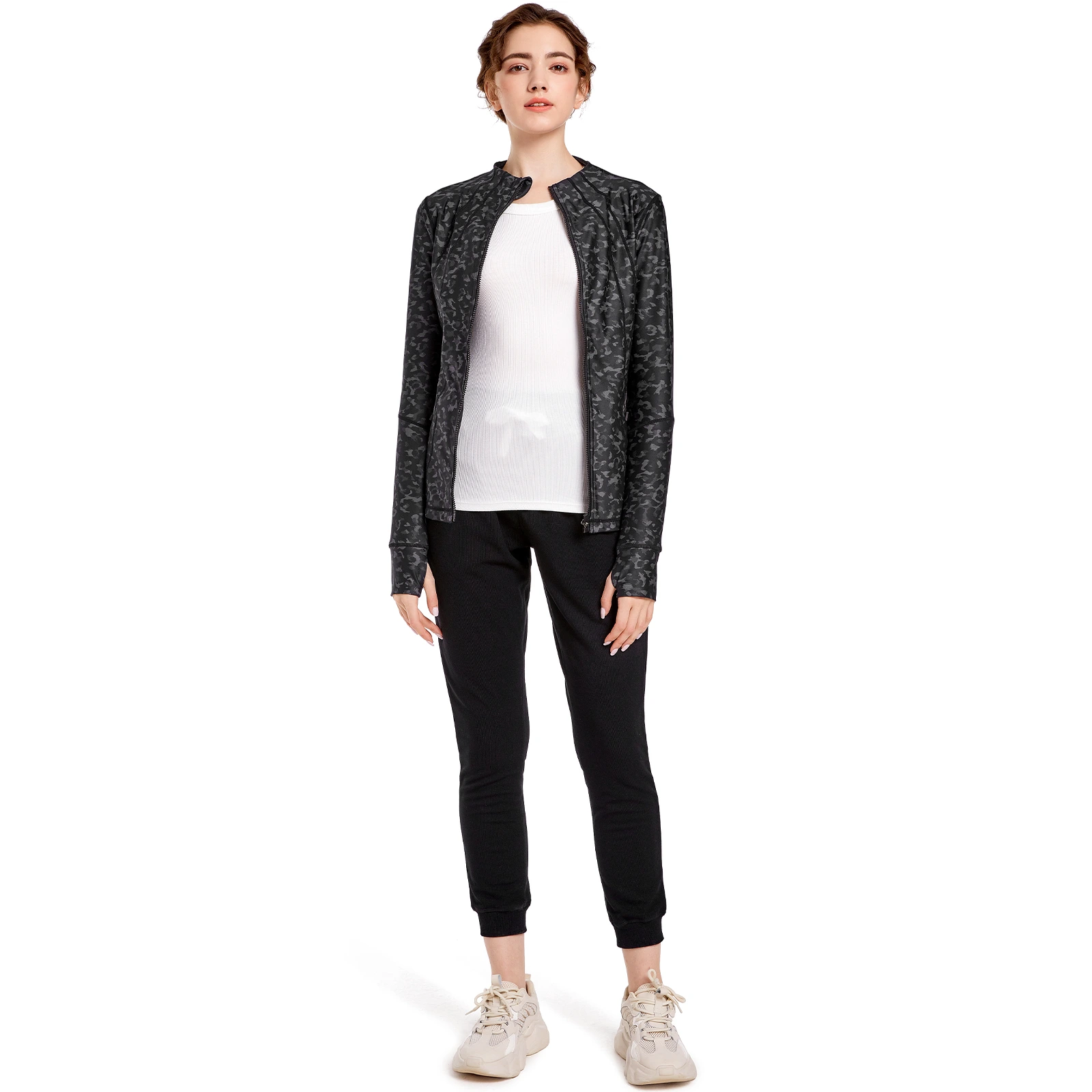 Autumn and winter new women's slim top sports casual jacket coat detail