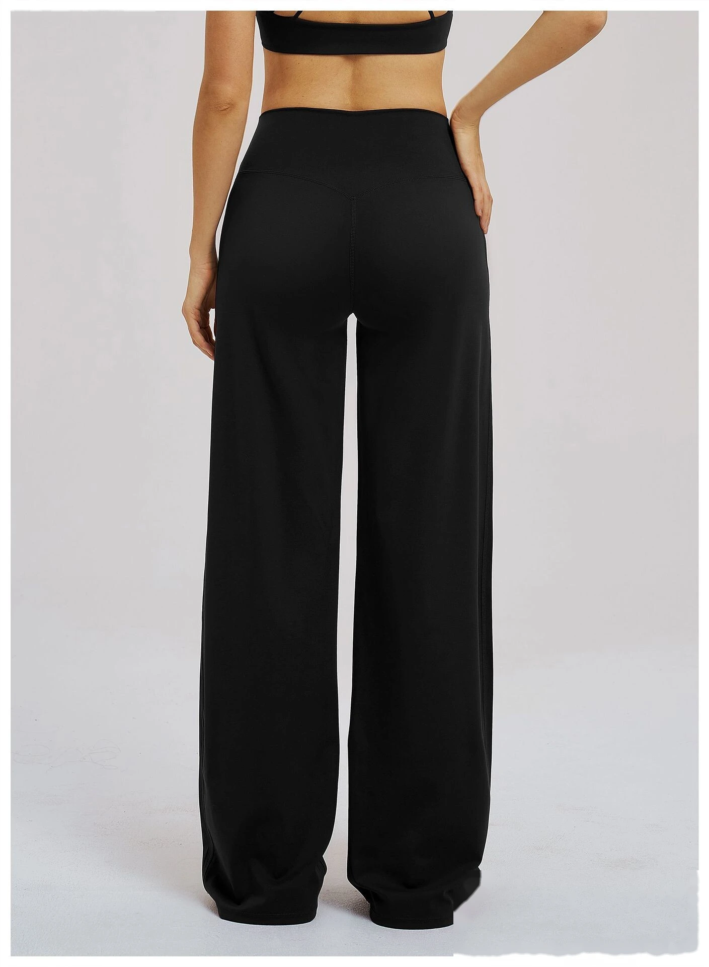 Bulk Custom Legging Lined Wide-Leg Pants - Women's Cross Waist Loose Straight Yoga Gym Activewear detail