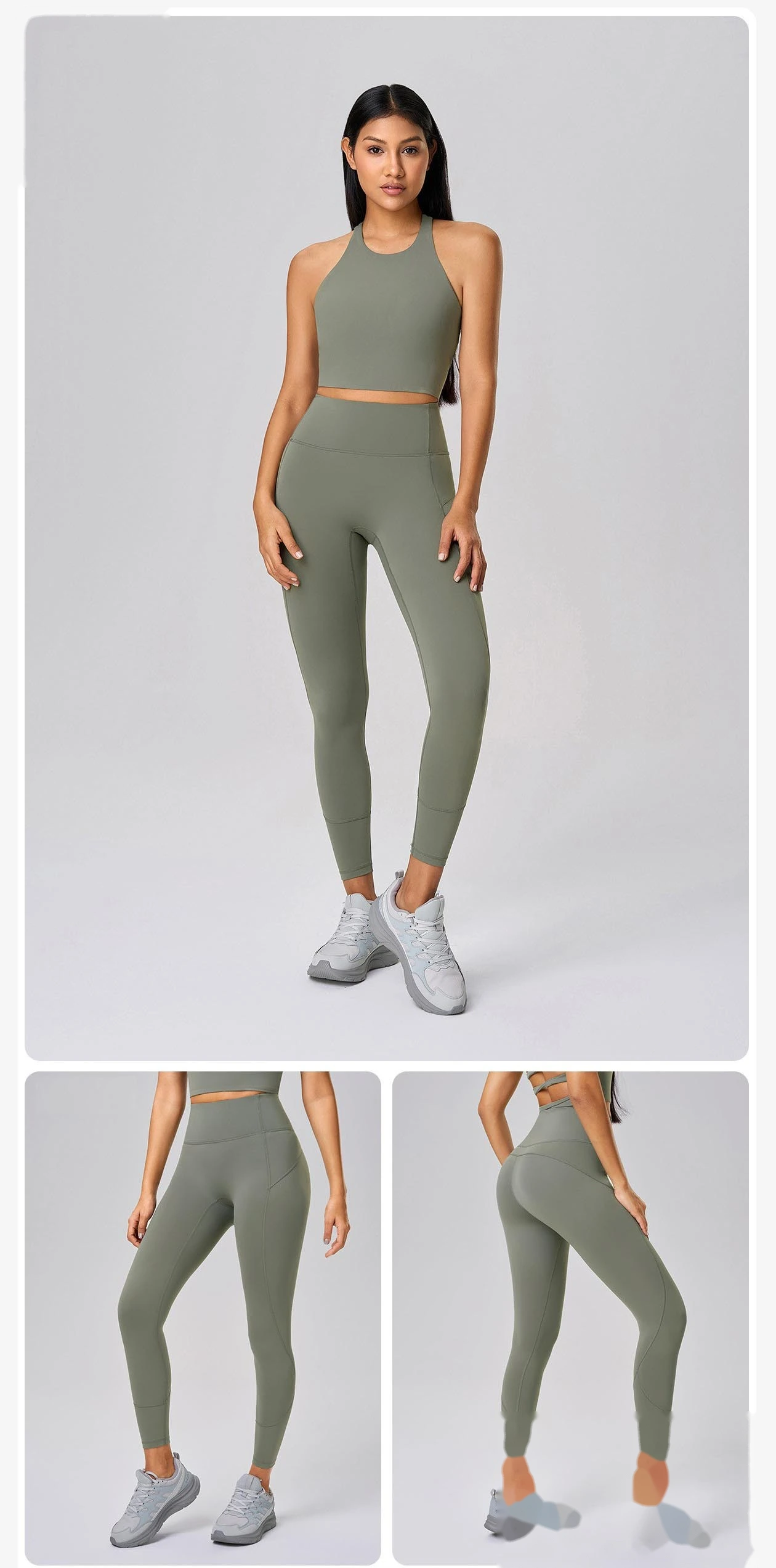Comfortable Yoga Pants without Embarrassment Line Women's High Waist Hip-lifting Fitness Pants Back Waist Pocket Sports detail