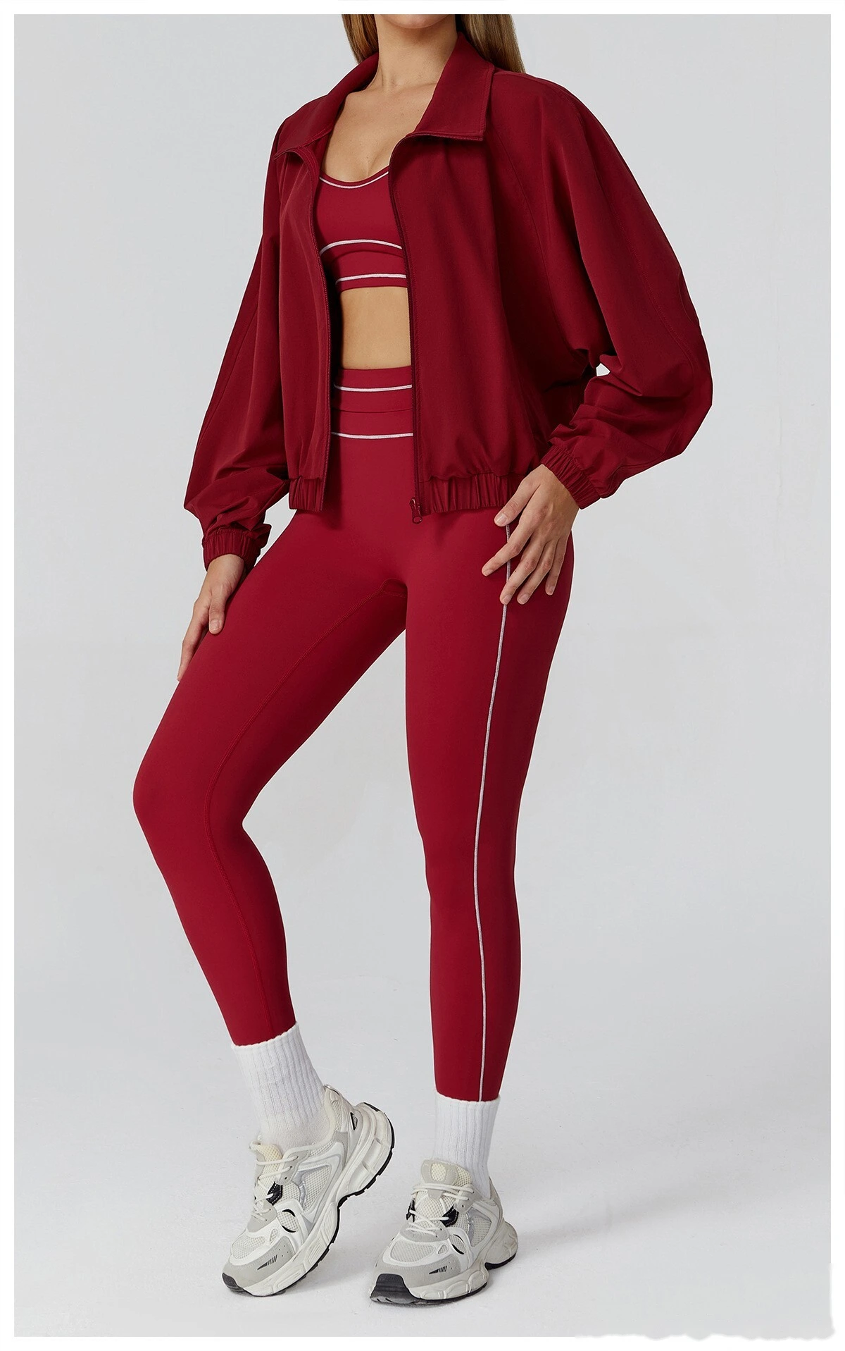 Custom-made stand-up collar sports coat women's windproof outdoor running fitness long-sleeved yoga clothing coat detail