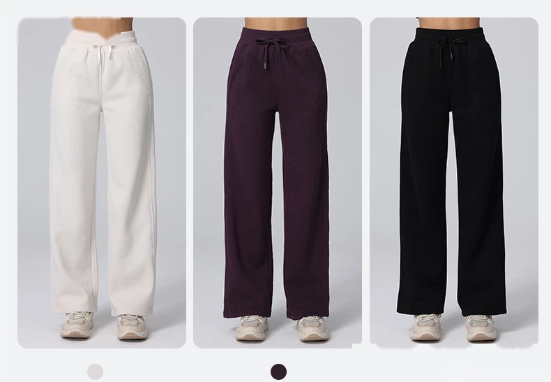 Custom autumn and winter high waist yoga pants casual straight wide-leg pants running plus velvet sports pants women detail