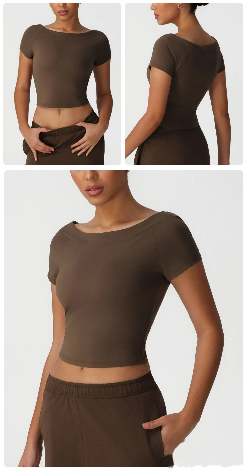 Slim-fit shaping sports top New skims short-sleeved T-shirt leisure yoga clothes high-elastic top detail