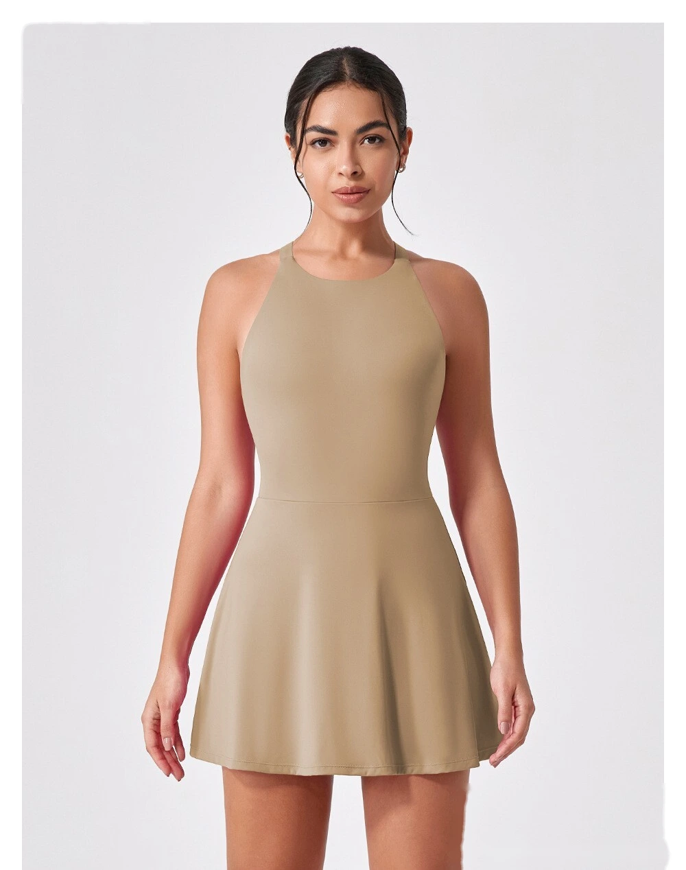 Sports dress is slim, light-proof and quick-drying feather tennis skirt, beautiful back fitness one-piece yoga suit detail