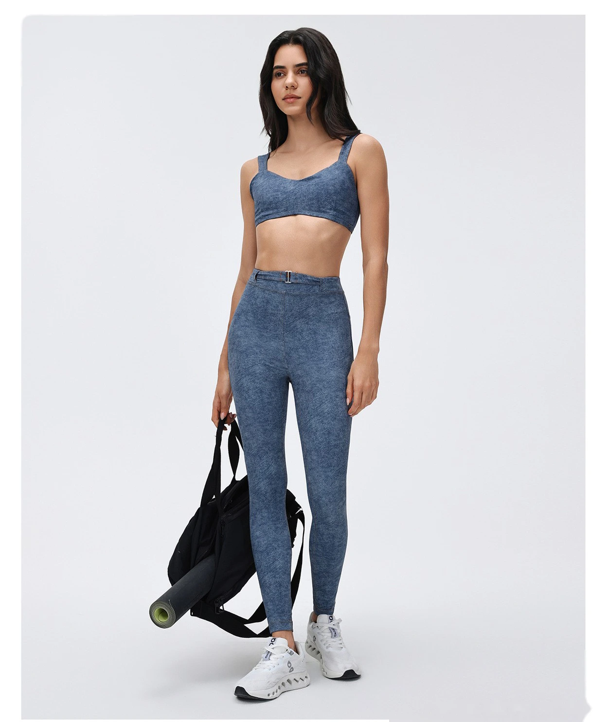 Bulk Custom Strappy Denim Yoga Bra - High-Stretch Shockproof Fitness Sports Bra for Women detail