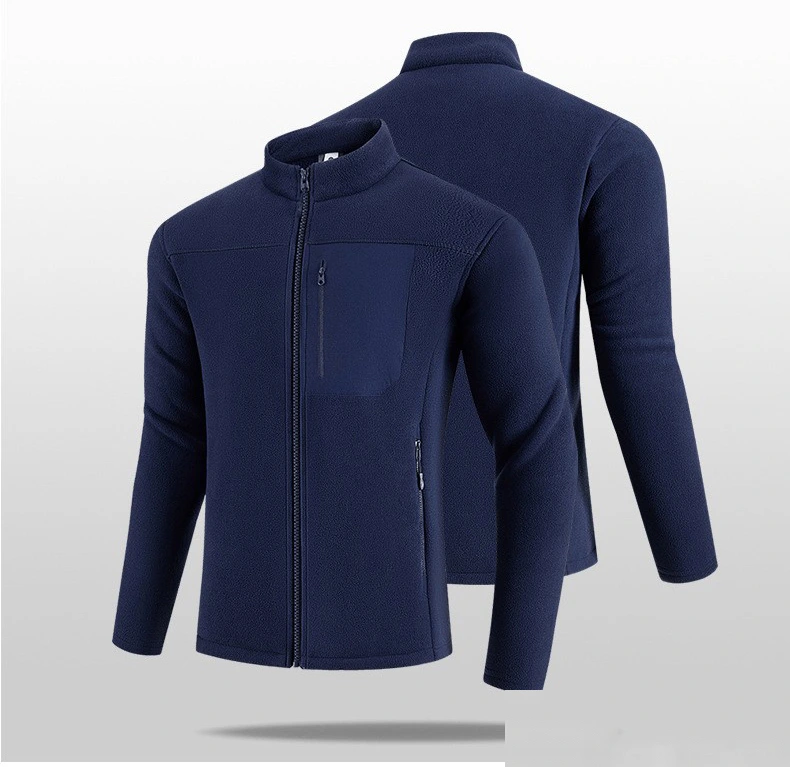 Customizable Men's New Fleece Cardigan | Stand Collar Zipper, Warm Outdoor Style, Ideal for Hiking & Sports detail
