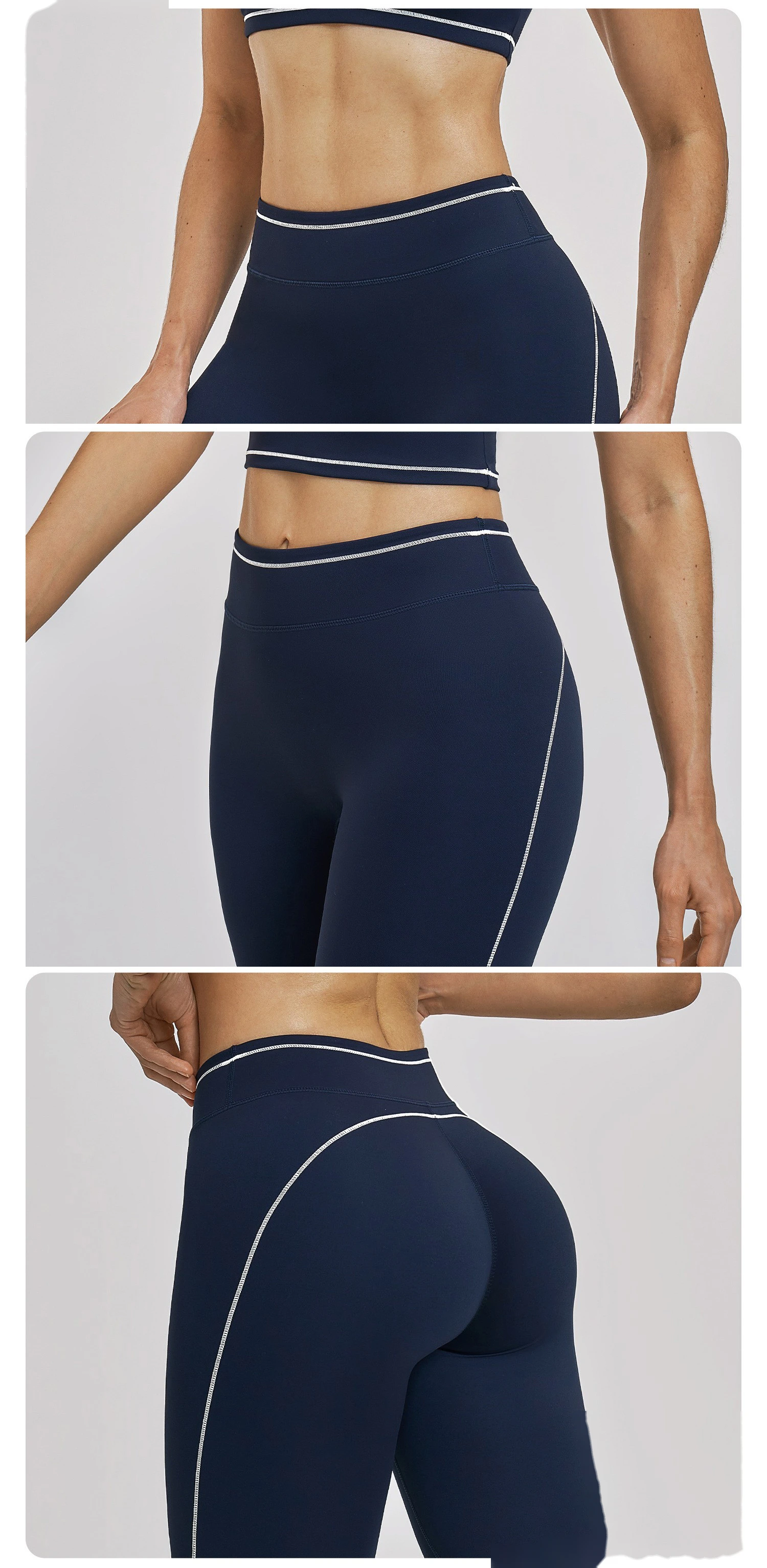 Custom Women’s High Waist Color Block Fitness Leggings Quick Dry Slim Workout Pants Running Sports Trousers detail