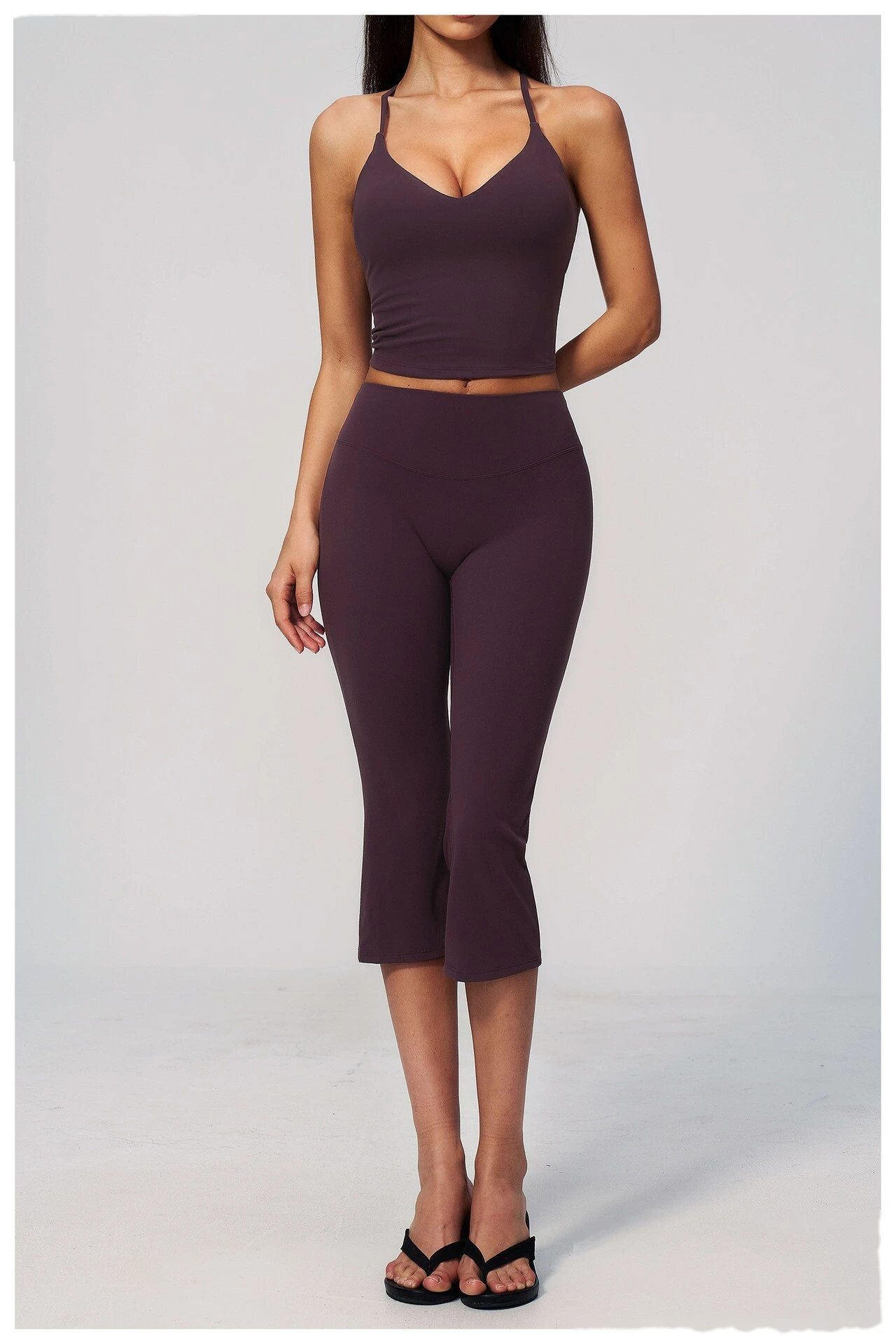 Yoga pants with creamy feeling, high waist, hips and abdomen, fitness exercise, cropped pants/yoga suit detail