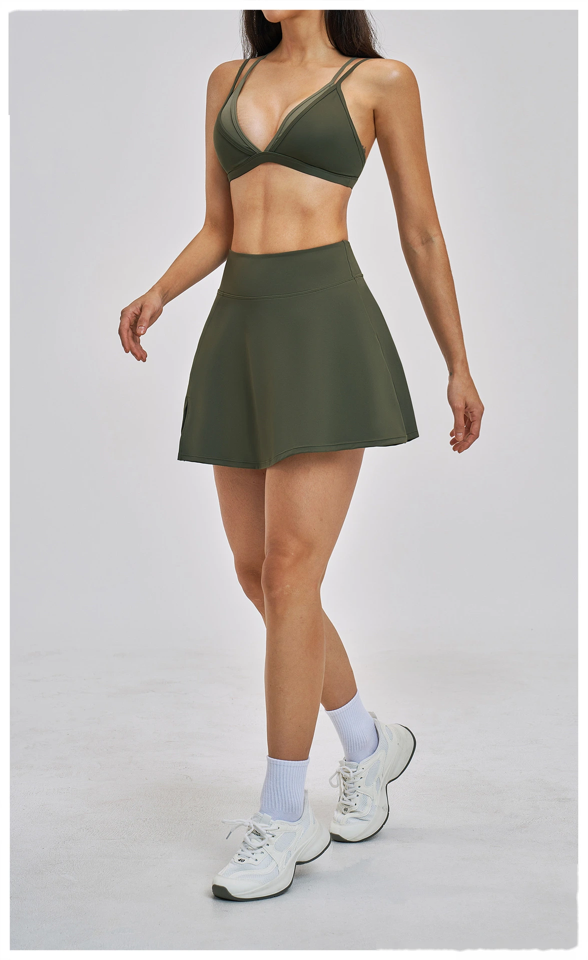 Women’s Fake Two-Piece Yoga Tank Top Set Crisscross Beauty Back Color Block Sports Shorts Active Wear detail