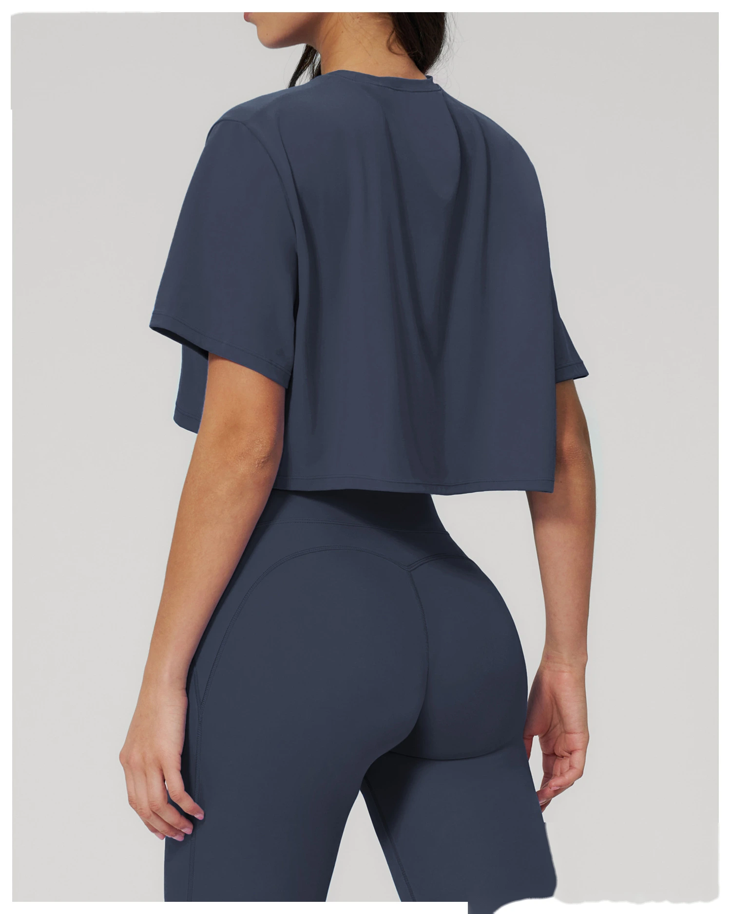 Custom Women’s Loose Fit Cropped Workout Top Short Sleeve Yoga T-Shirt Running Gym Activewear detail