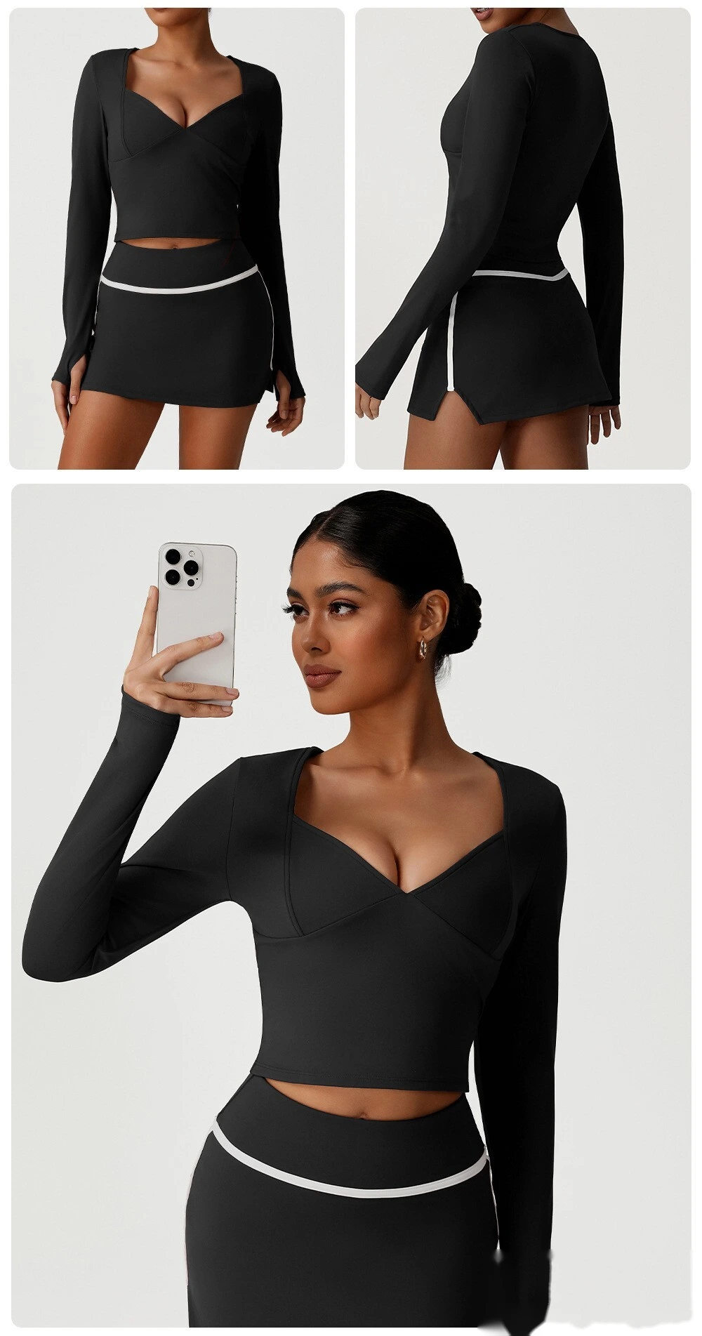 Customized European and American slim high-elastic yoga clothes long sleeve T-shirt sportswear detail