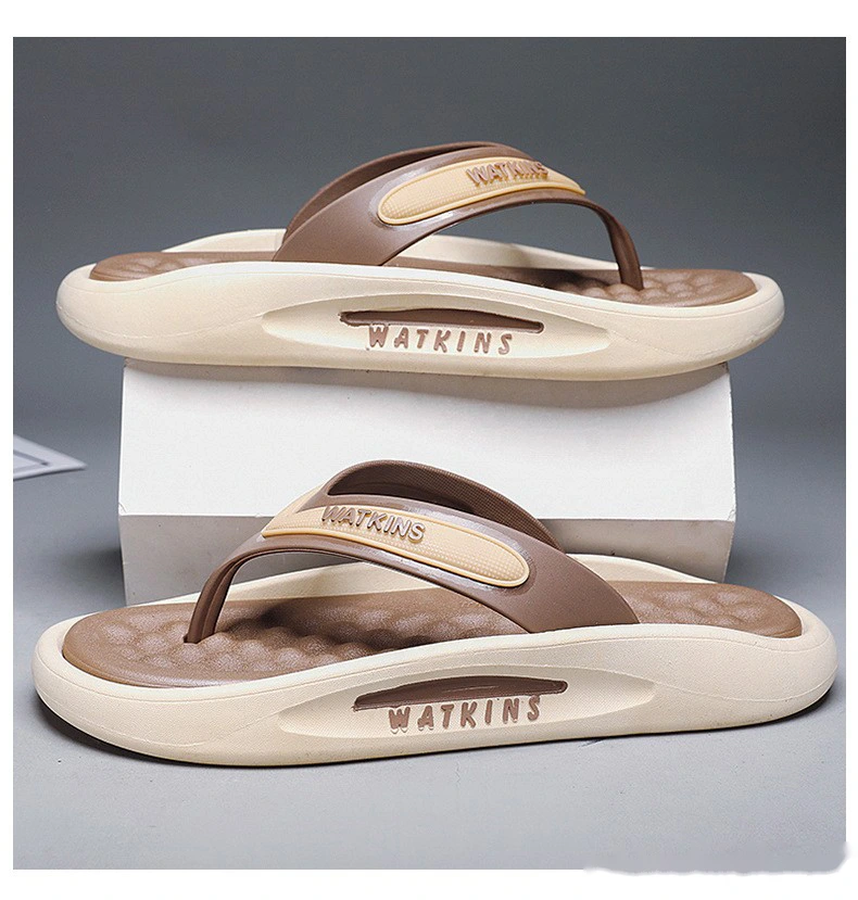 Custom flip-flops outdoor thick-soled fashion beach men's shoes soft-soled pinch couples sandals. detail