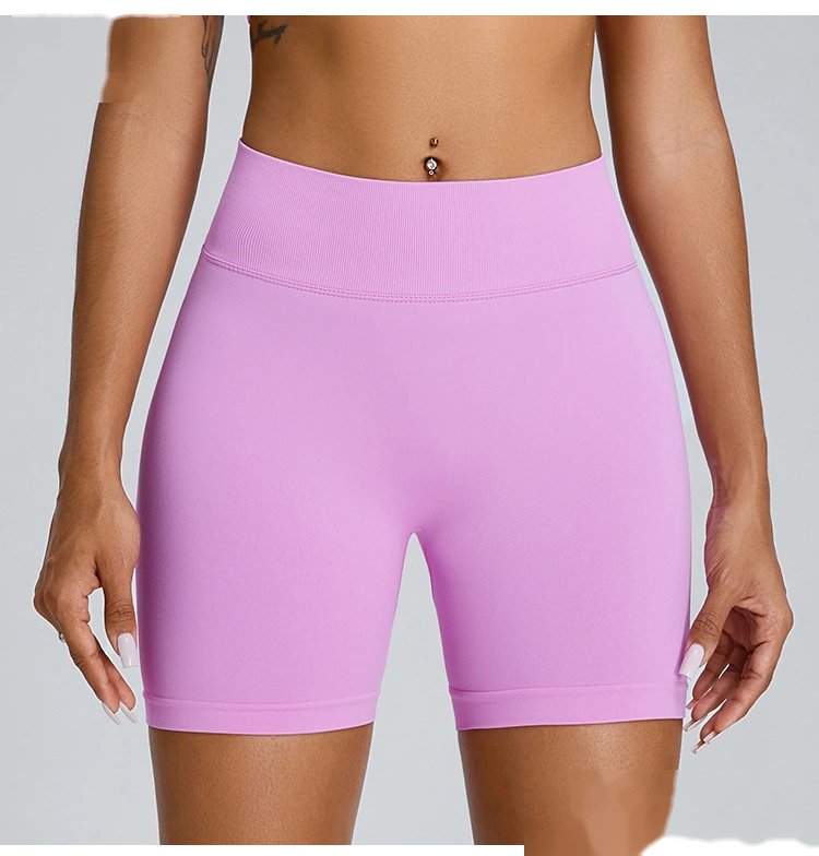 Seamless yoga shorts women's three-point high waist sweatpants nude quick-drying fitness yoga clothes - allni detail