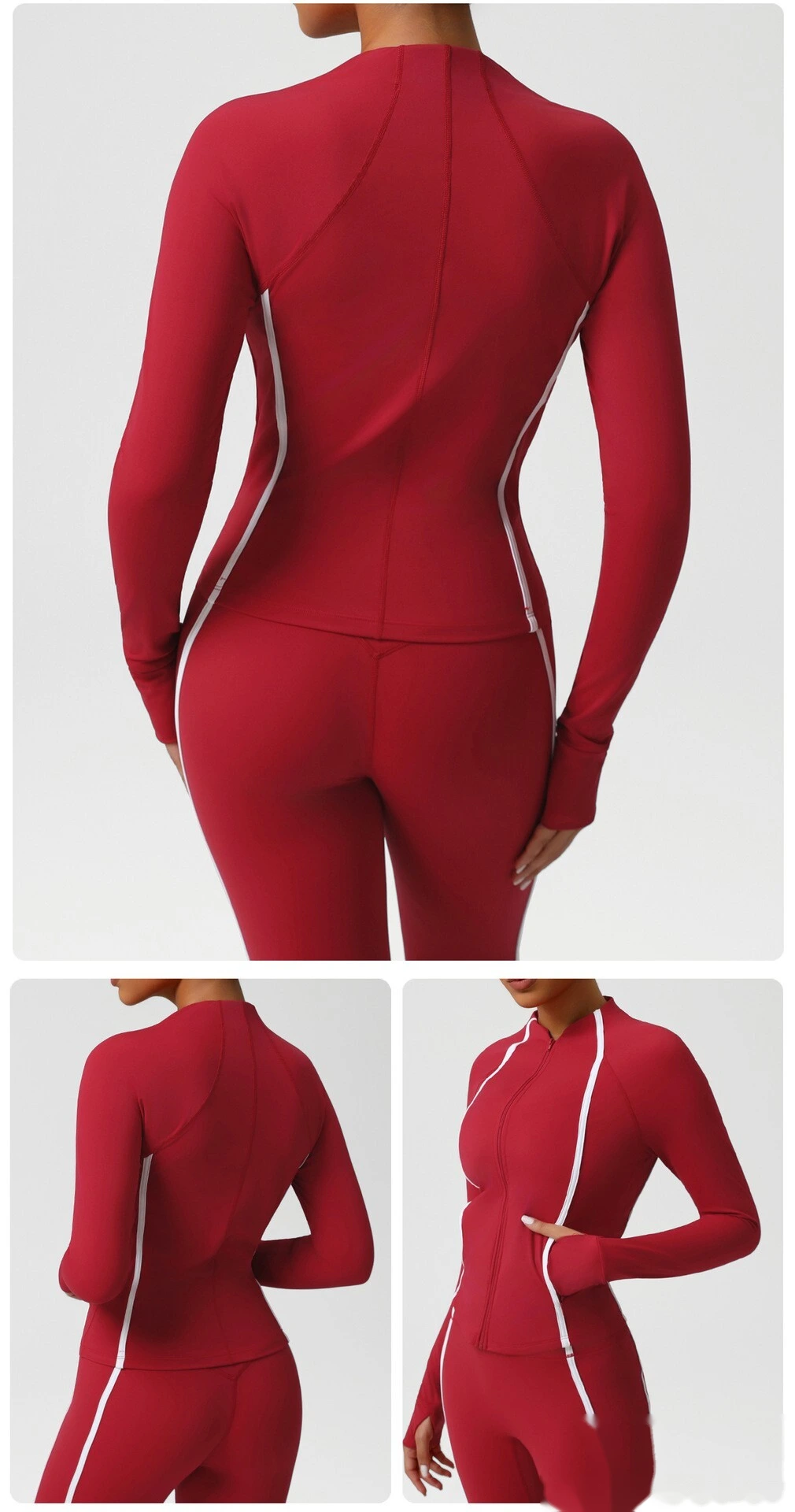 Custom autumn and winter sports yoga clothing jacket zipper cardigan jacket high elastic training fitness jacket detail