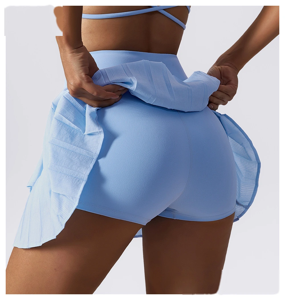 Women 2 in 1 quick dry running tennis skirts pleats fitness workout skirts detail
