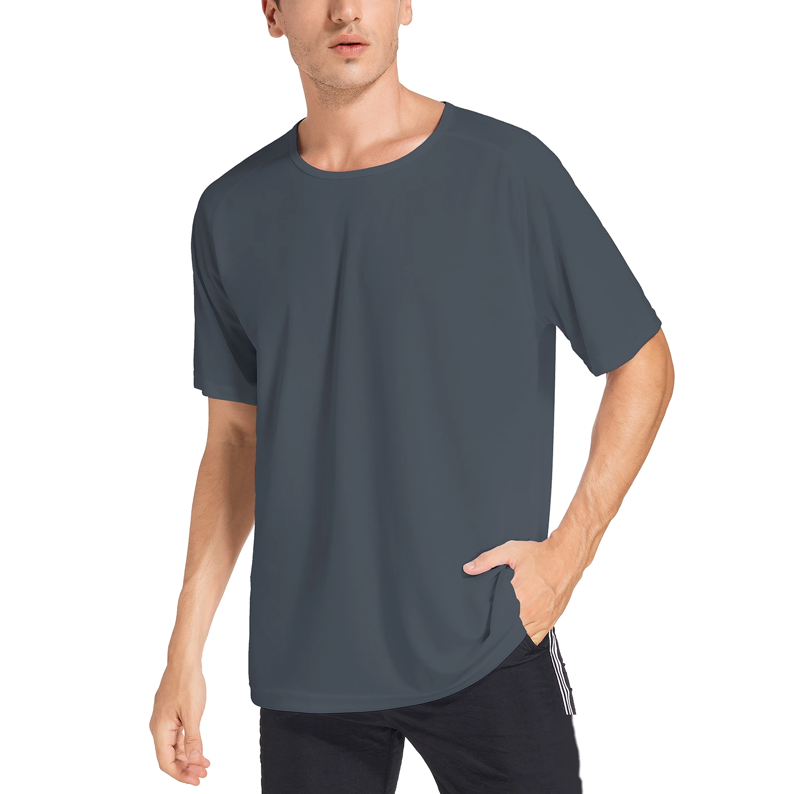 Men's summer breathable moisture absorption loose short-sleeved running outdoor sports quick-drying clothes T-shirt detail