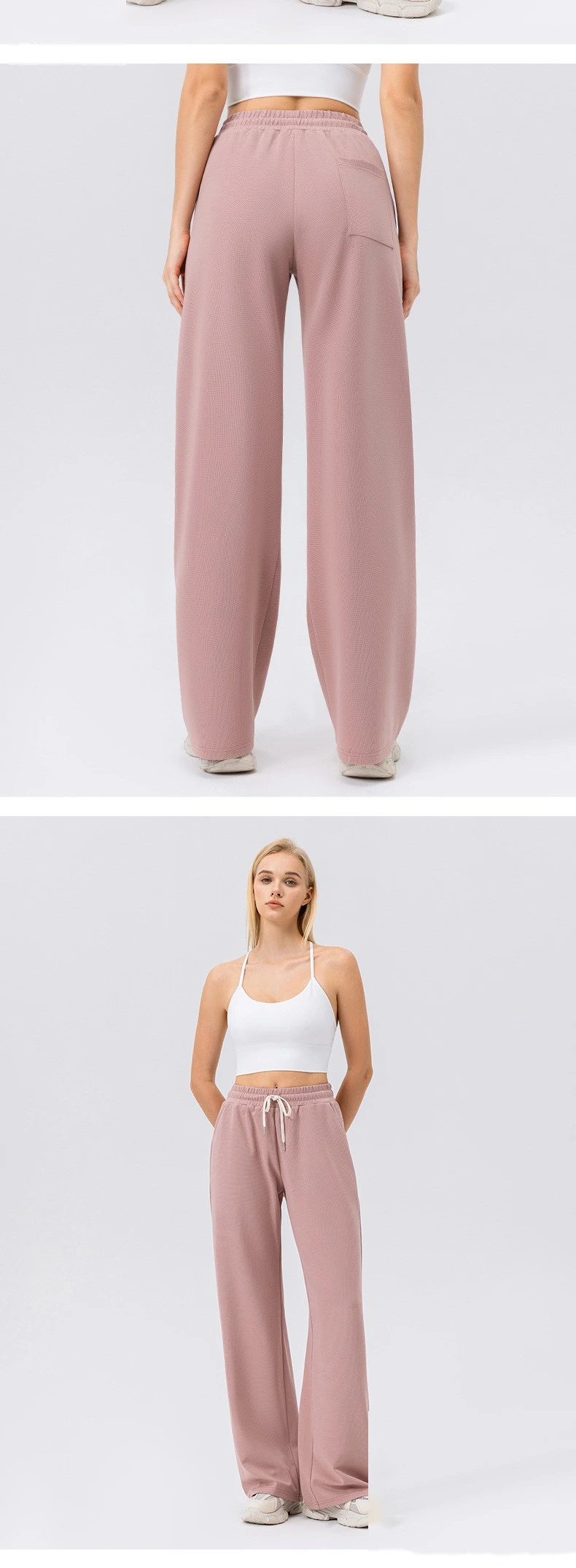 Custom autumn and winter wide-leg leisure sports pants women's high waist loose outdoor running fitness pants detail