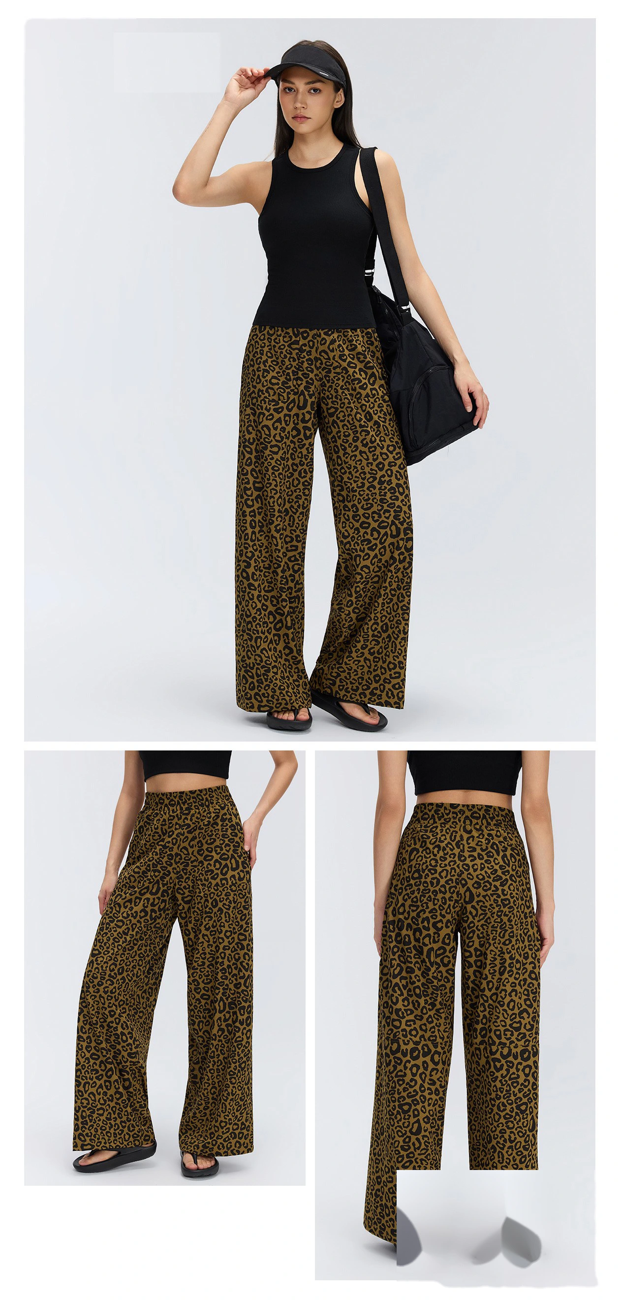Women’s Custom Spring Summer Thin Breathable Straight Sports Pants Drawstring Loose Slim Casual Wide Leg Pants detail