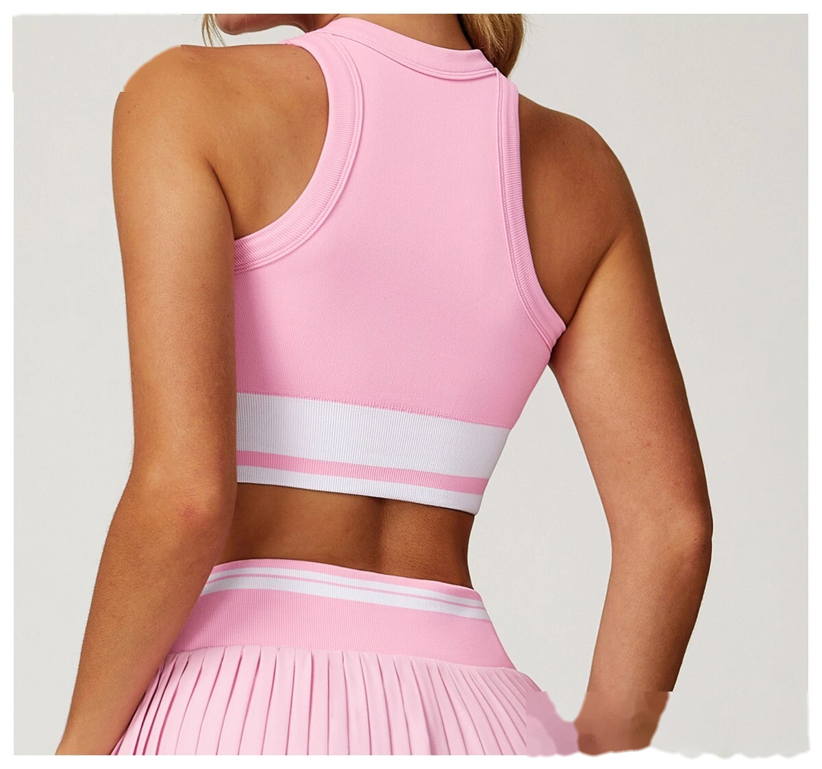 Customized seamless yoga vest contrast tight I-shaped underwear fitness running vest detail