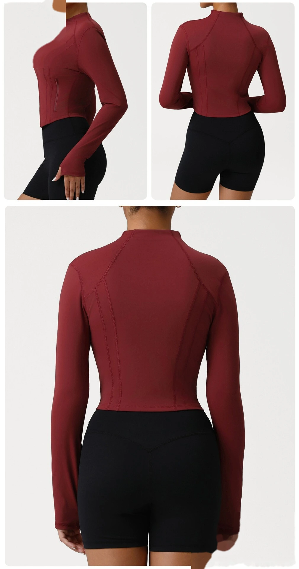 Custom autumn and winter Europe and the United States tight-fitting yoga fitness jacket women. detail