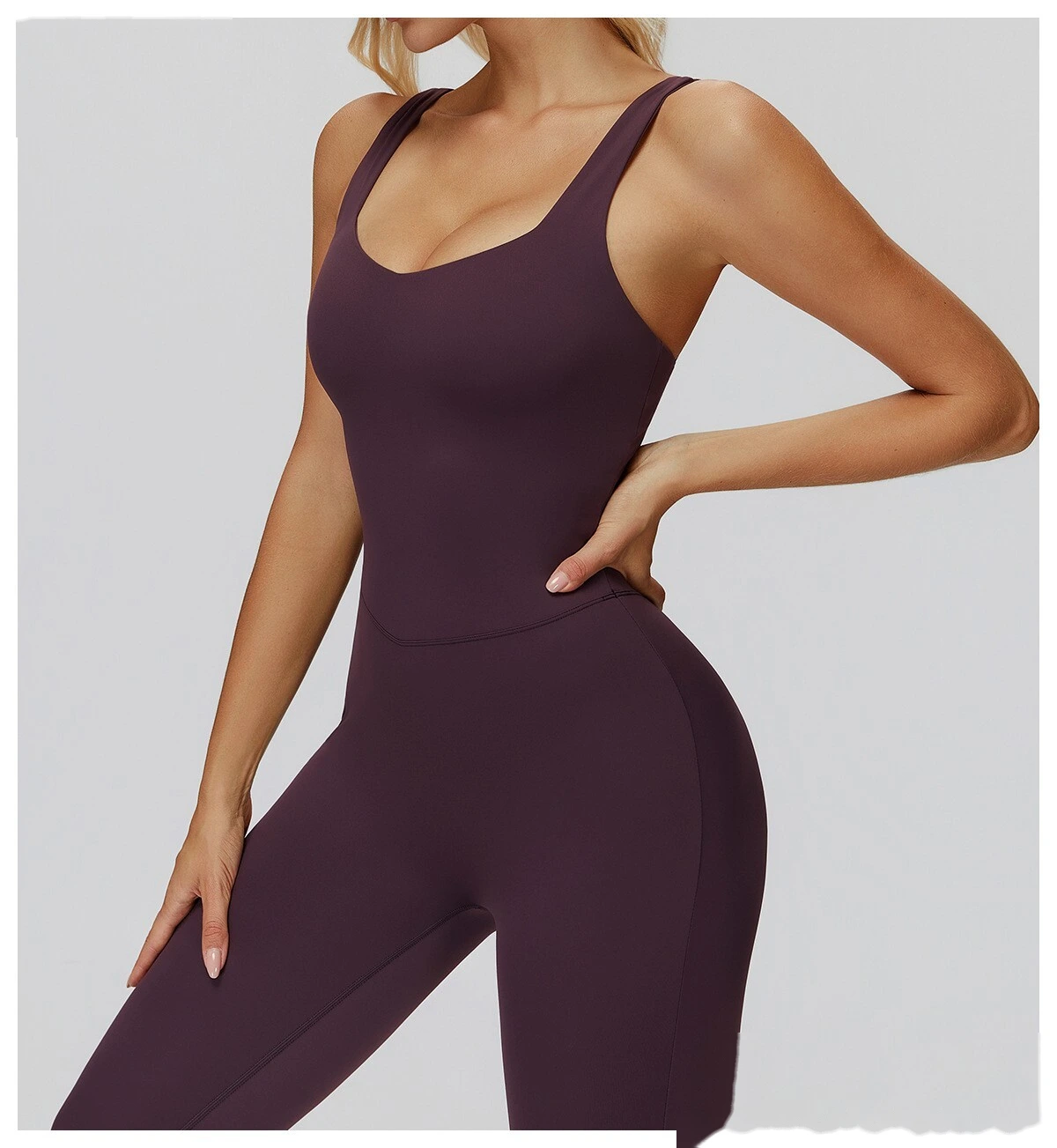 Women's Sexy Slim-Fit High Elastic Yoga Unitard - Customizable One-Piece Workout Gear for Running & Fitness detail