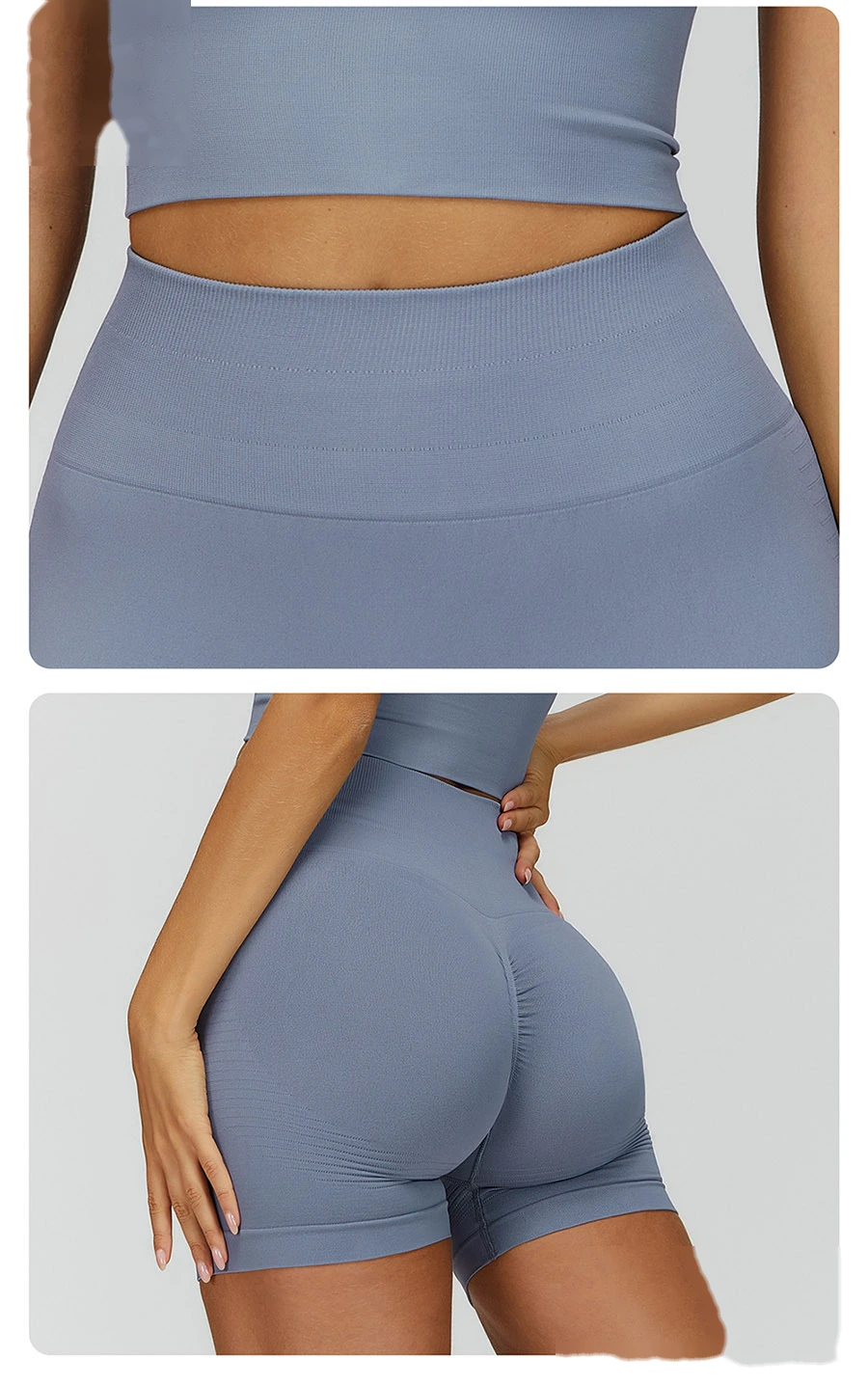 Custom Seamless High-Waisted Yoga Shorts - Women’s Butt-Lifting Peach Hip Tight Fitness Running Shorts detail