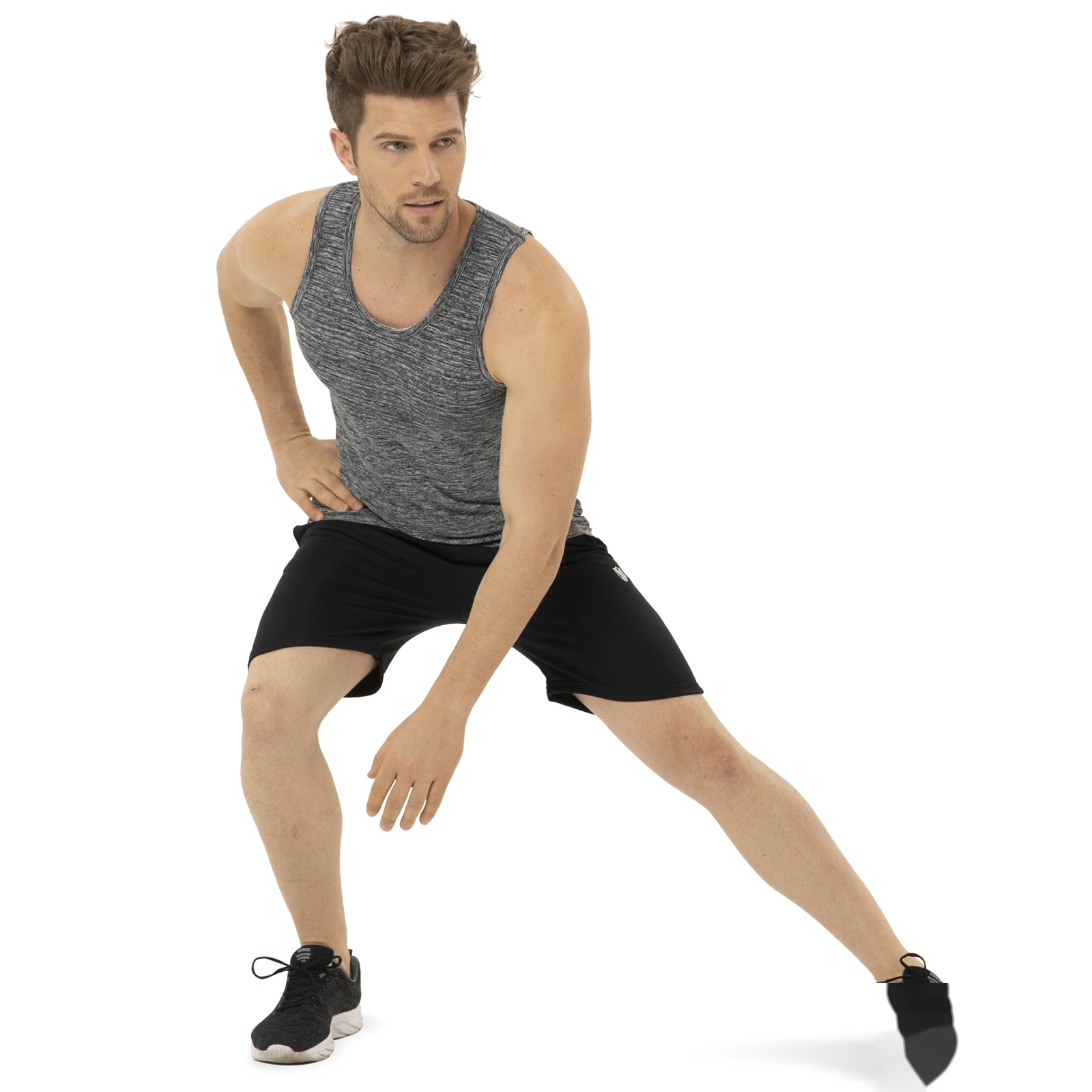Soft and high elastic men's knitted vest, tight-fitting sports coat and sleeveless vest detail