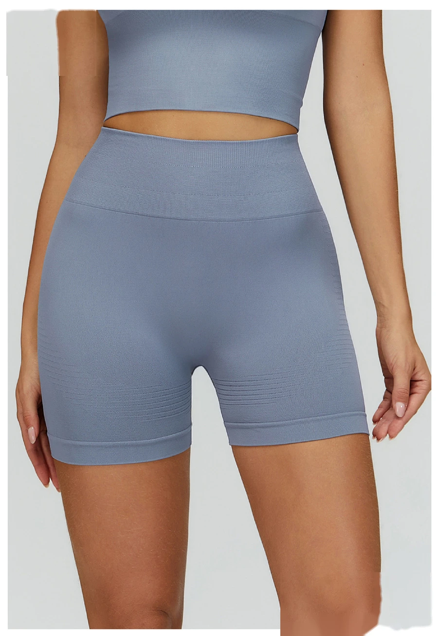 Custom Seamless High-Waisted Yoga Shorts - Women’s Butt-Lifting Peach Hip Tight Fitness Running Shorts detail