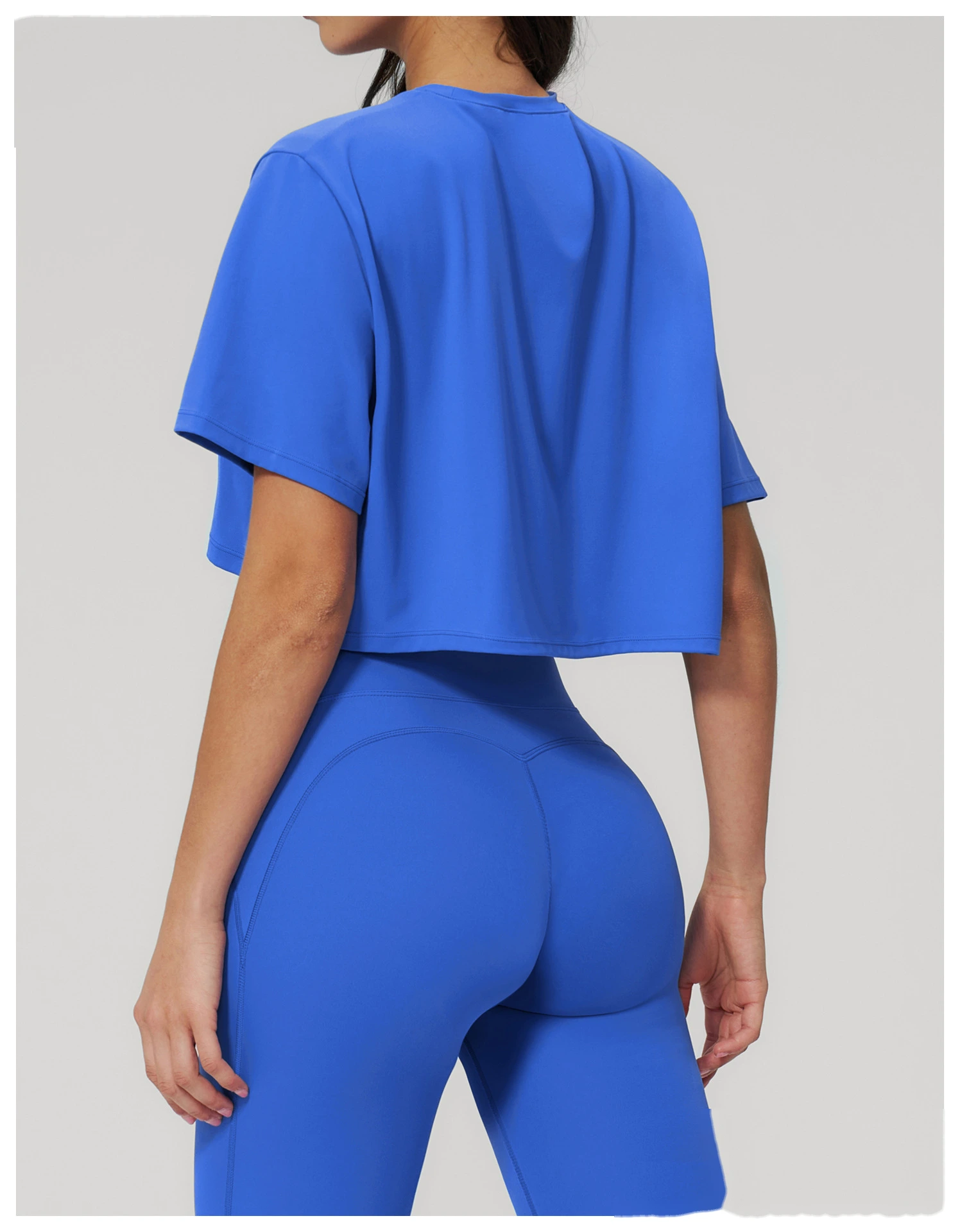 Custom Women’s Loose Fit Cropped Workout Top Short Sleeve Yoga T-Shirt Running Gym Activewear detail