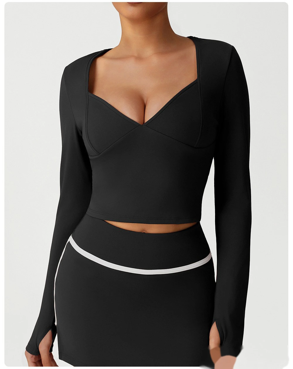 Customized European and American slim high-elastic yoga clothes long sleeve T-shirt sportswear detail