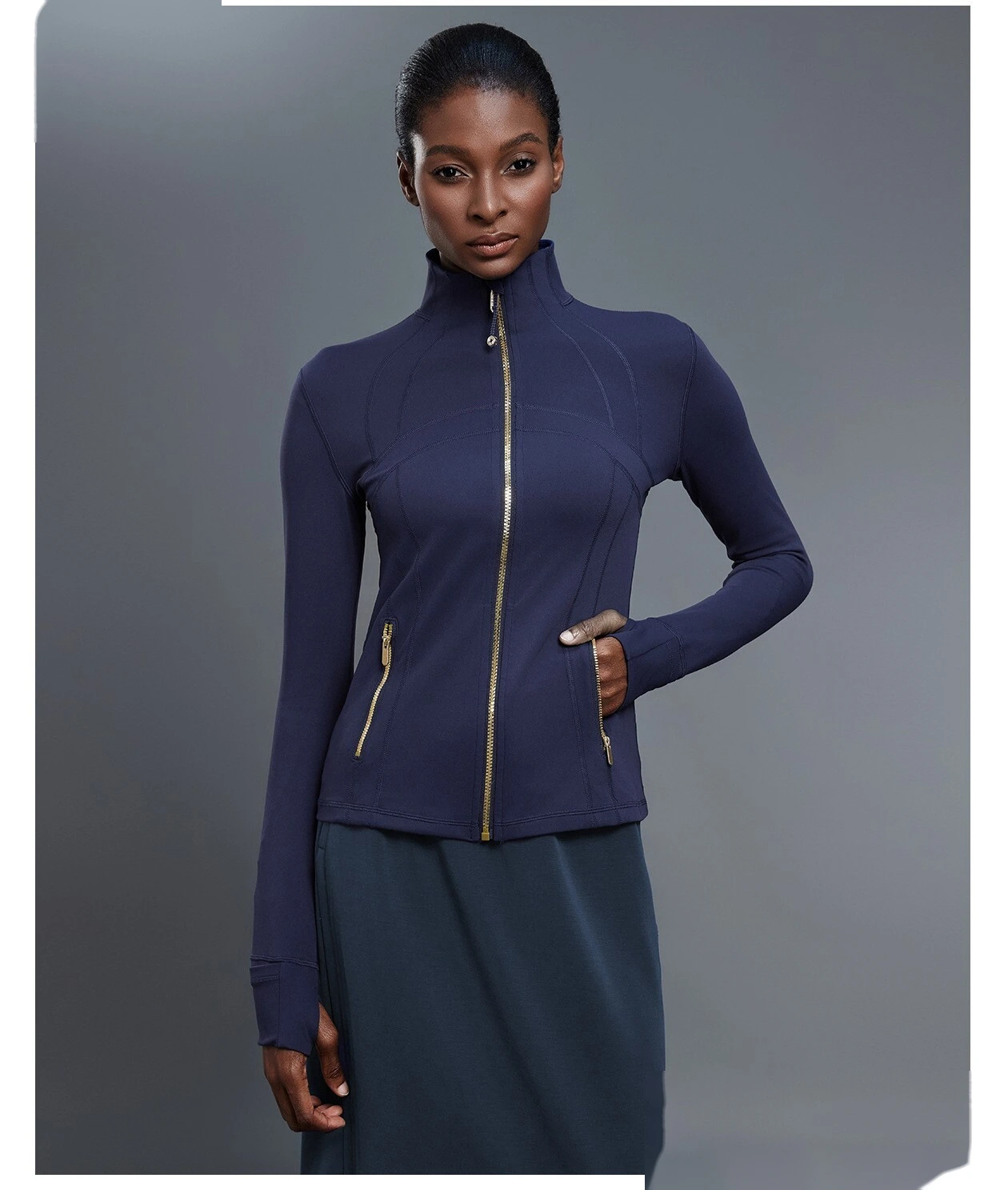 Women's Fall Yoga Jacket, Long Sleeve Stretchy Slim-Fit Outerwear for Outdoor Running & Fitness detail