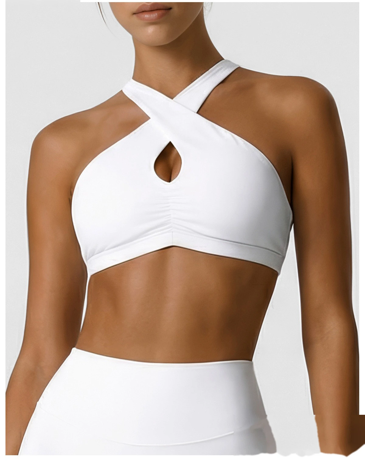 Women's Custom Halter Backless Sports Bra & High Waist Yoga Leggings Set Fitness Workout Tracksuit detail