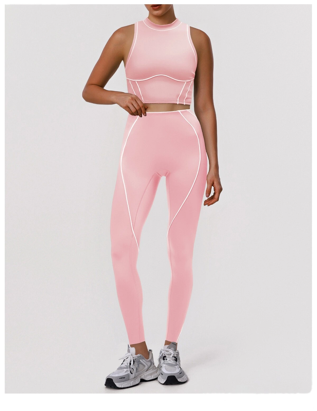 Custom Color Block Fitness Set - High Support Sports Bra & Tight Training Leggings for Yoga Running detail