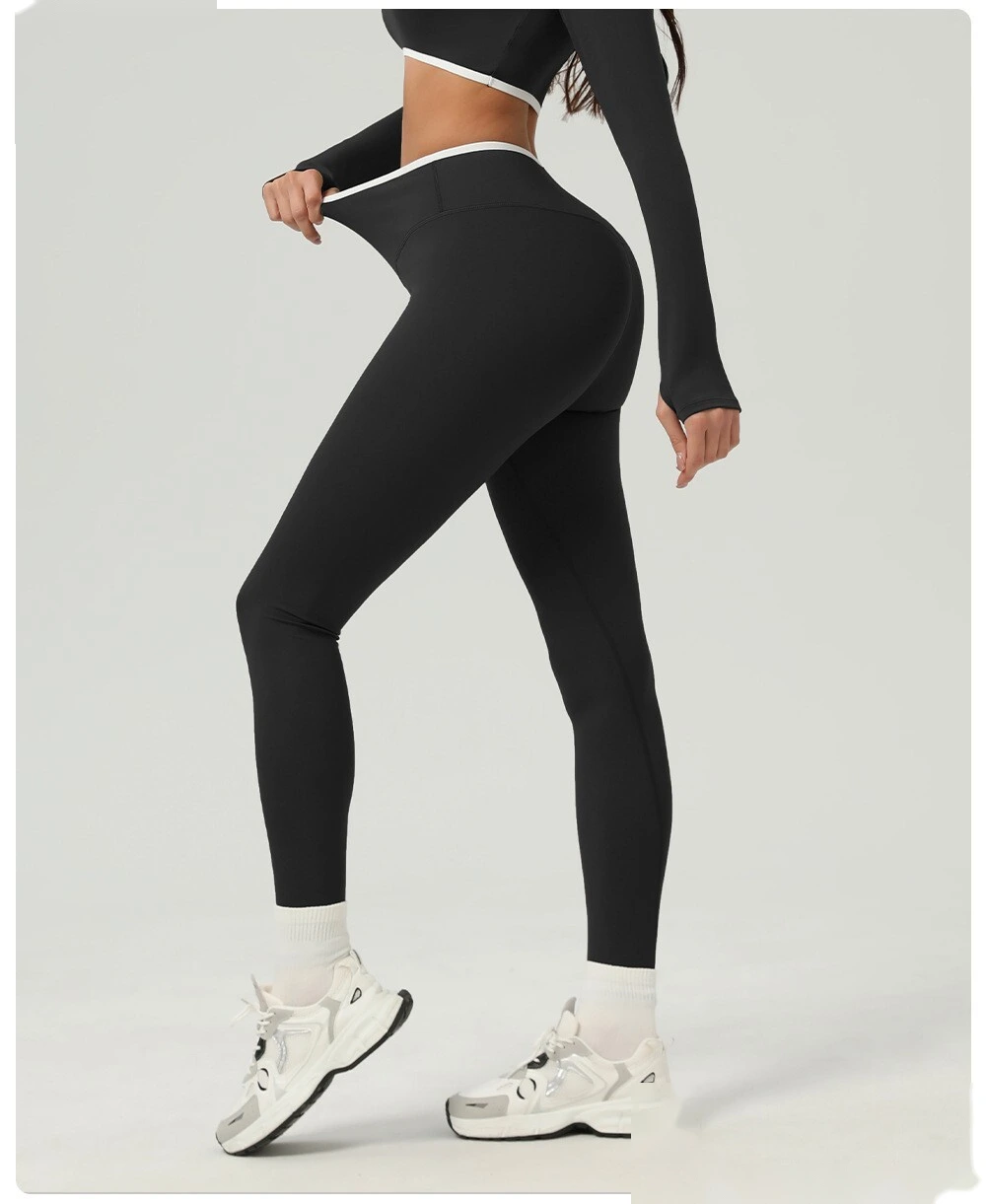Customized hip-lifting, high-waist yoga pants, abdomen-lifting, tight-fitting running and fitness pants detail