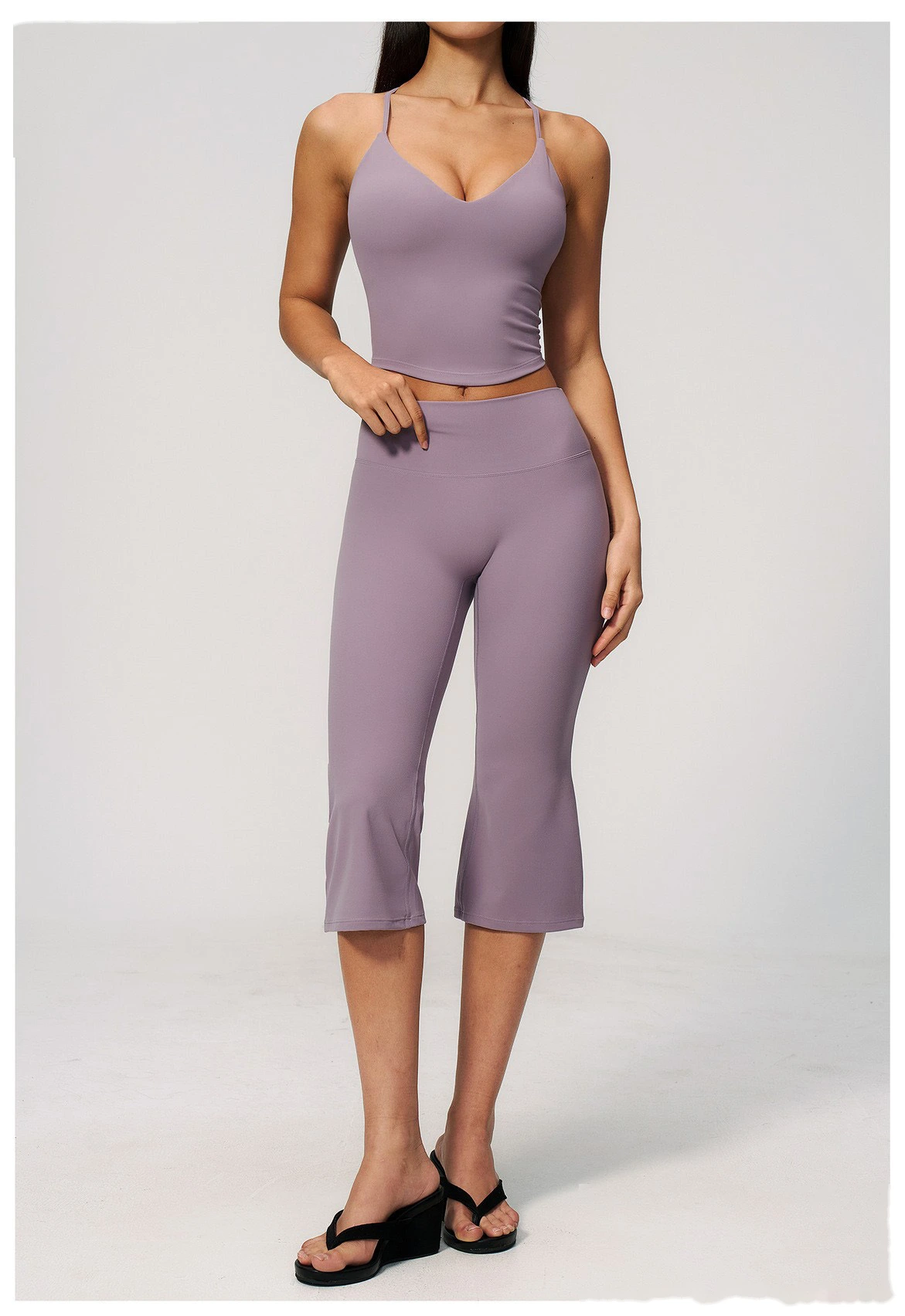 Yoga pants with creamy feeling, high waist, hips and abdomen, fitness exercise, cropped pants/yoga suit detail