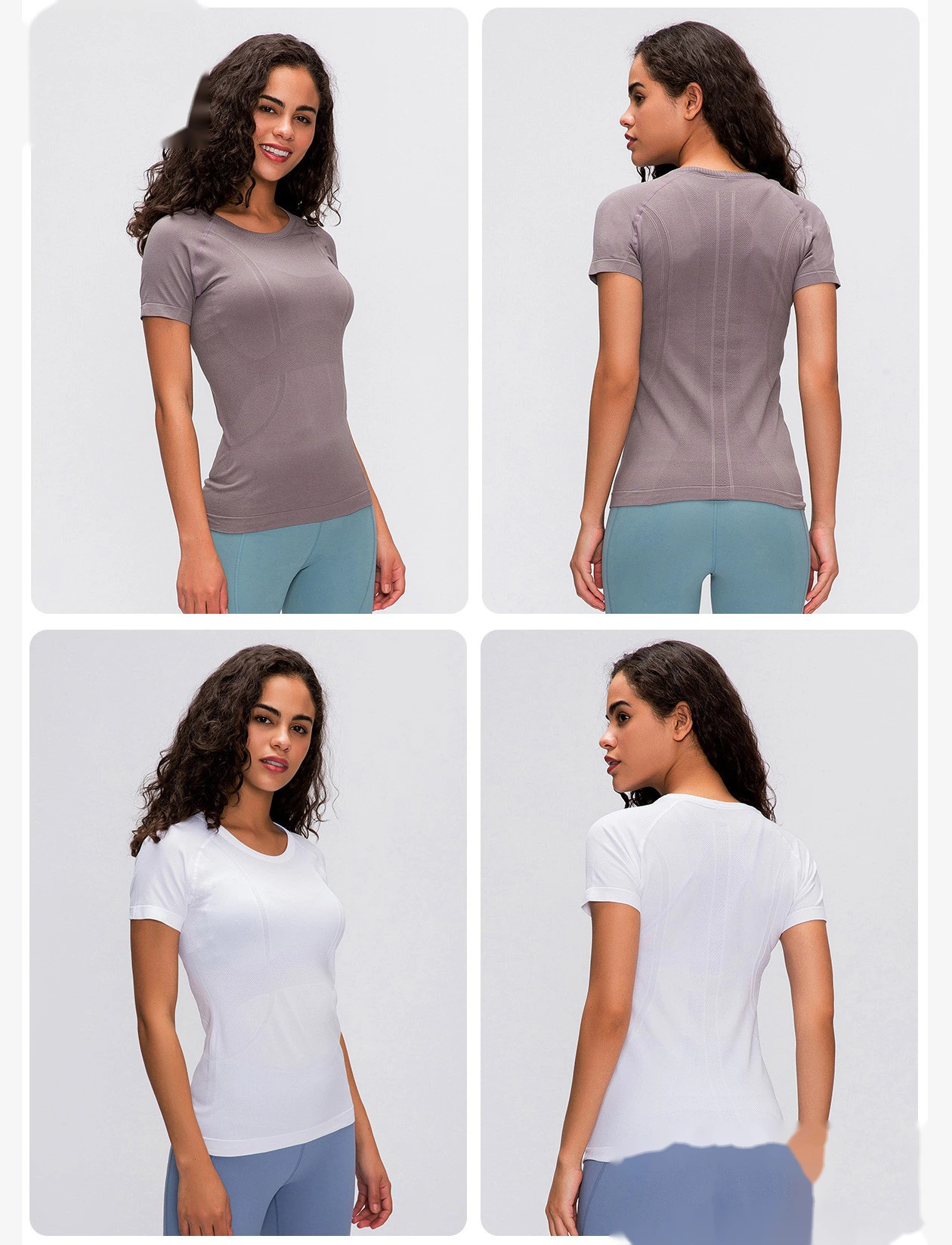 New ladies short-sleeved T-shirt running fitness shirt slim breathable yoga short sleeves detail