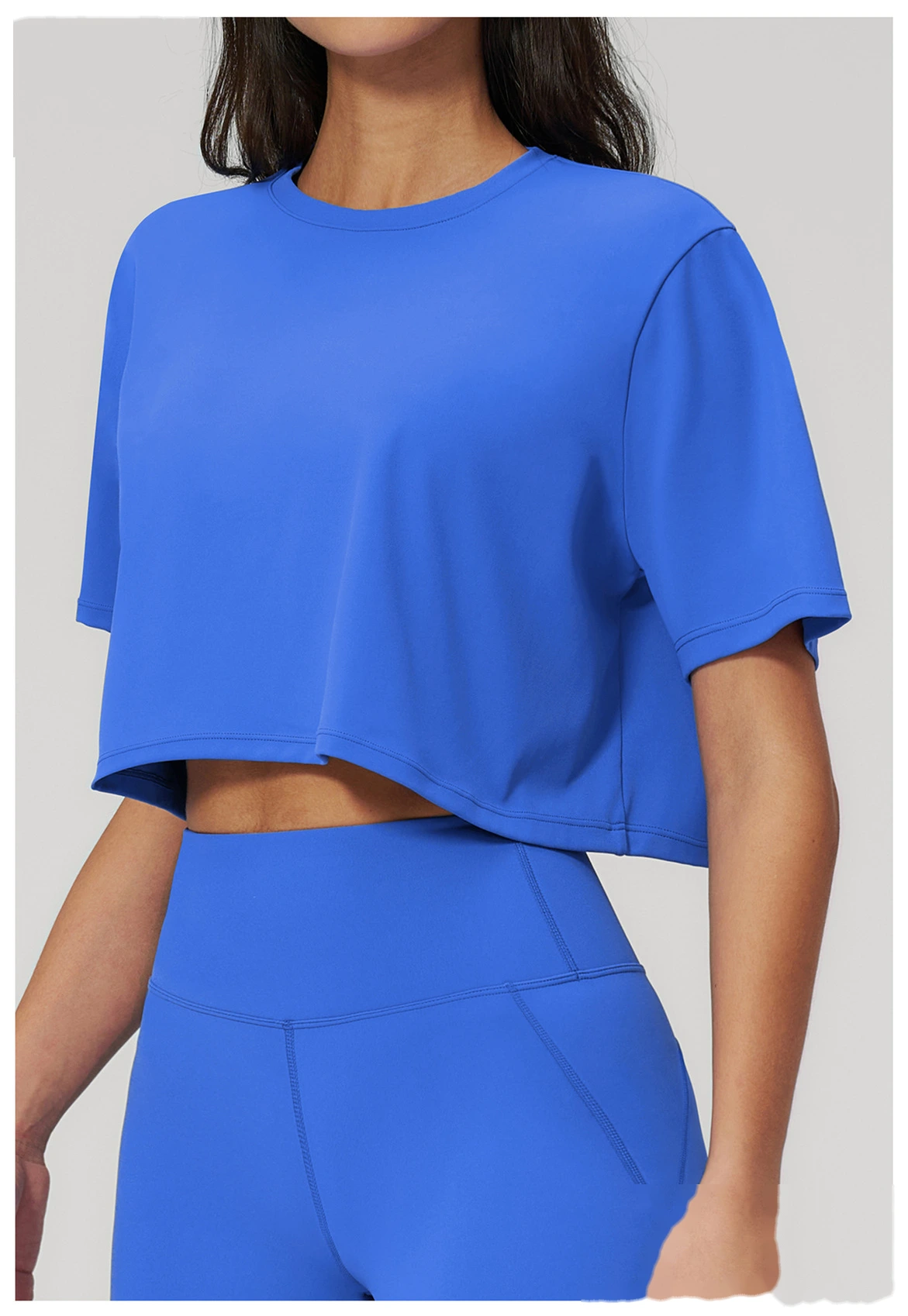 Custom Women’s Loose Fit Cropped Workout Top Short Sleeve Yoga T-Shirt Running Gym Activewear detail