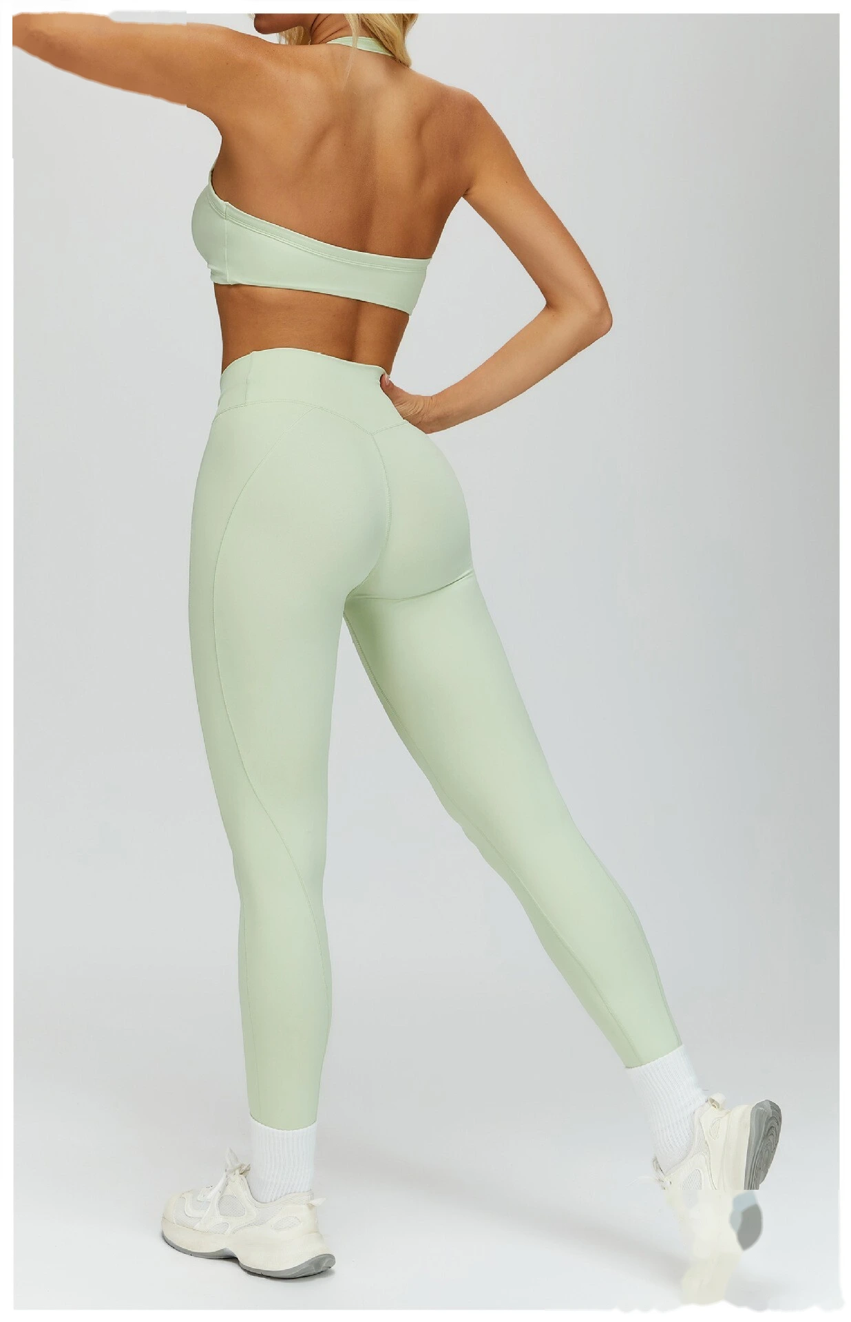Custom Women’s Naked-Feel Running Leggings - Cross High-Waisted Ruched Tight Yoga Fitness Pants detail
