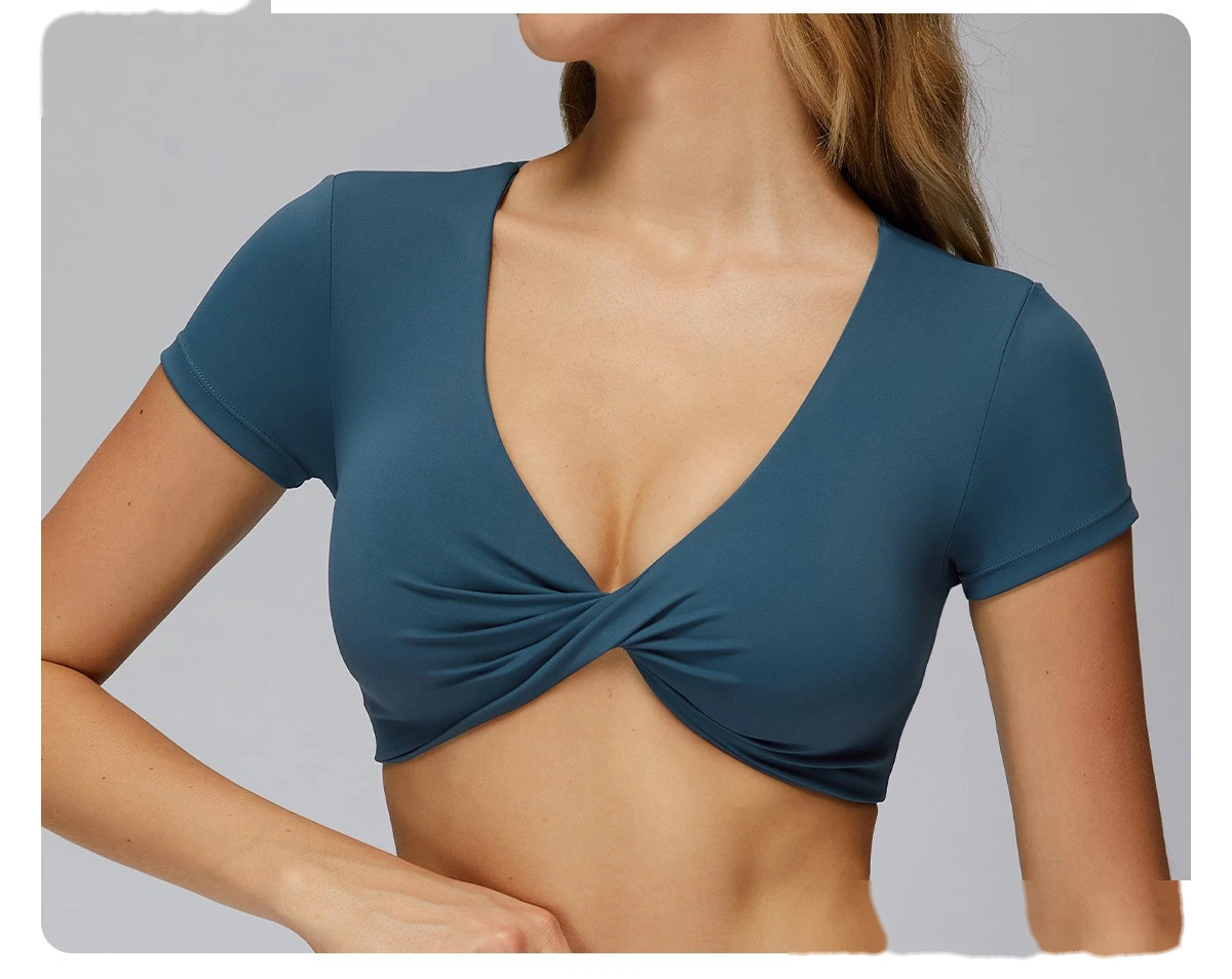 Custom twisted yoga bra tight-fitting quick-drying yoga clothes women's outdoor running fitness sports bra detail