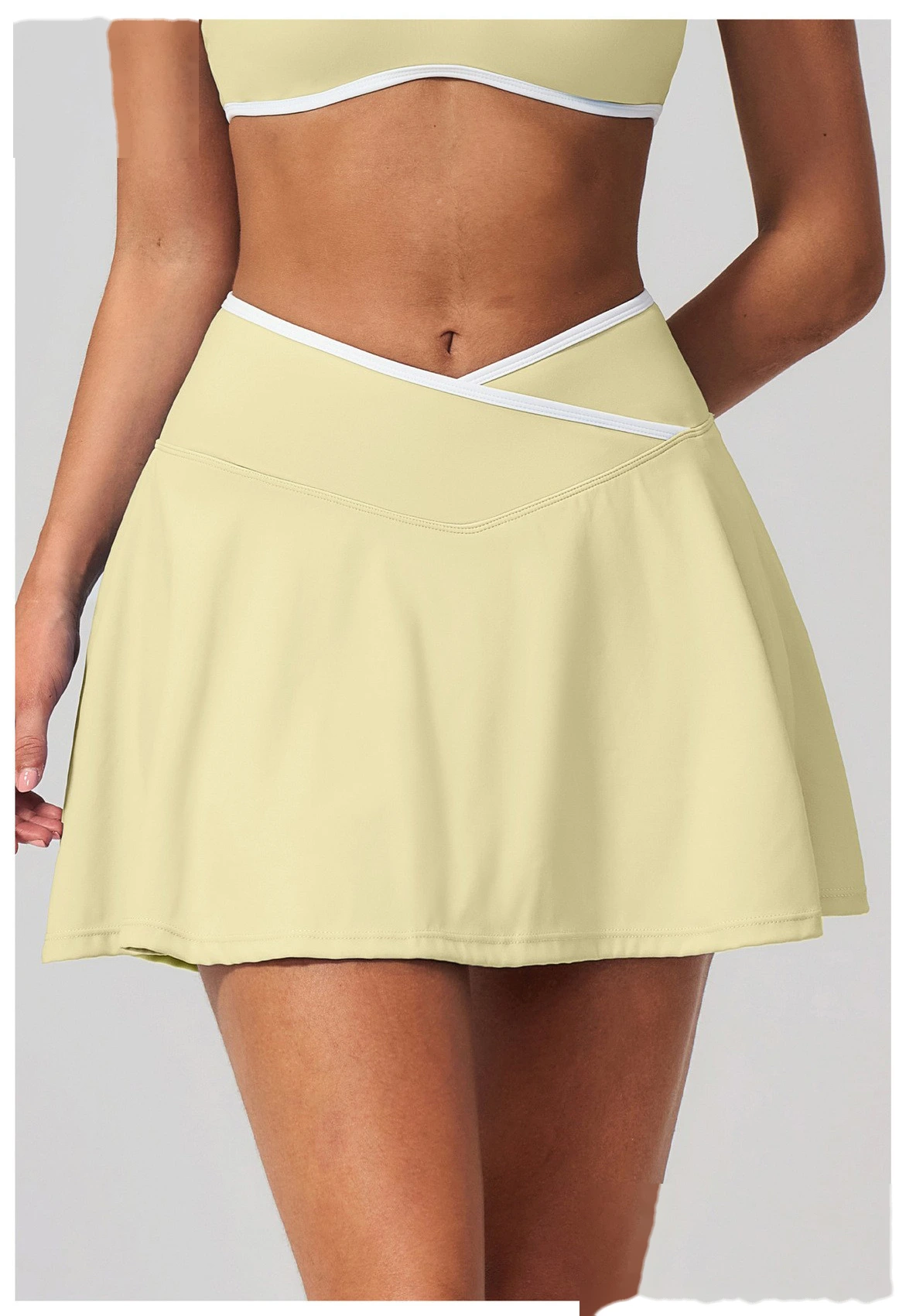Women Pleated Sports Skort, Naked Feel Anti-Exposure Tennis Skirt for Yoga Fitness Daily Wear detail