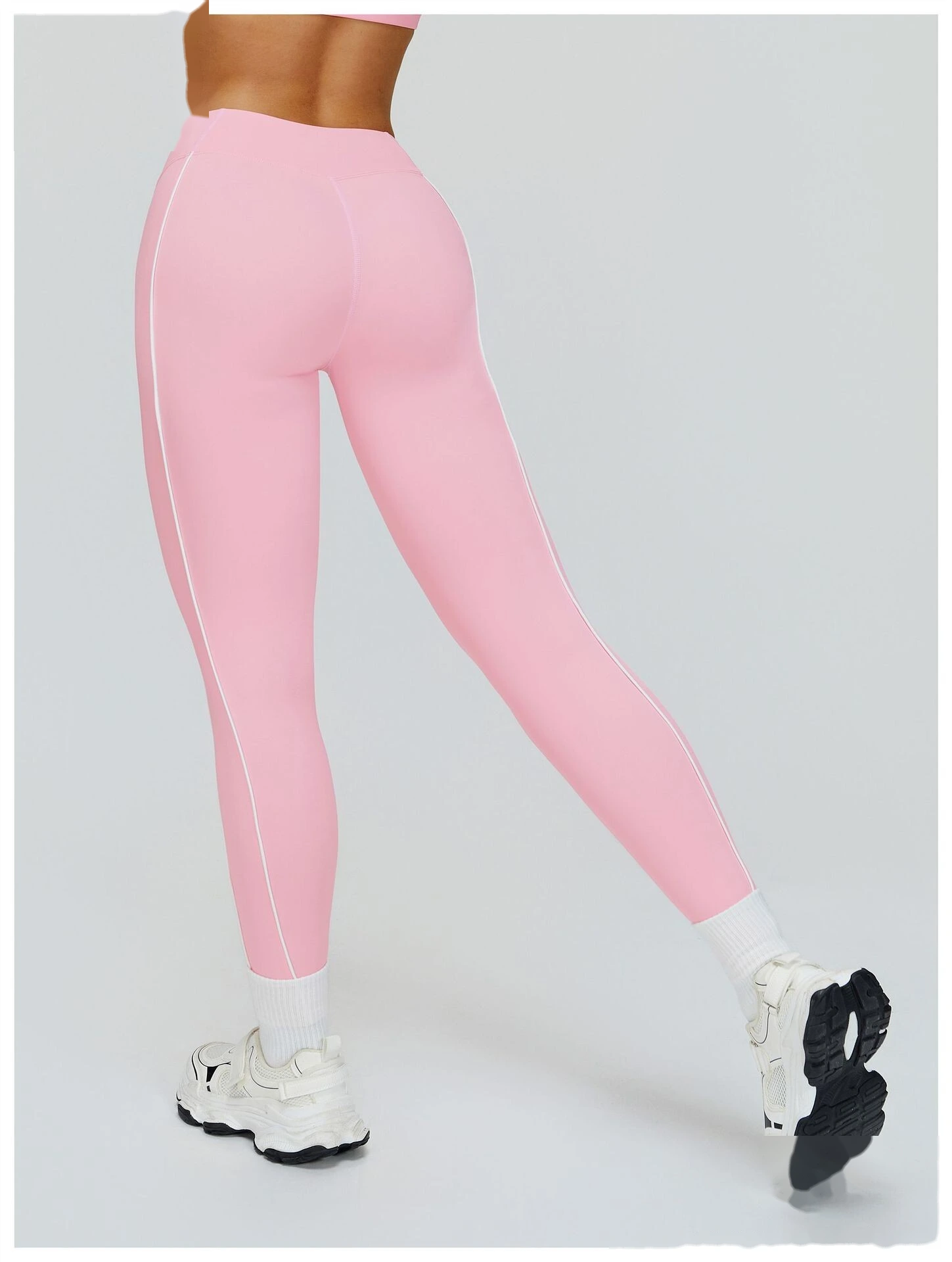 Custom Women’s Naked-Feel Tight Yoga Pants - Color Block High-Waisted Butt-Lifting Running Fitness Leggings detail