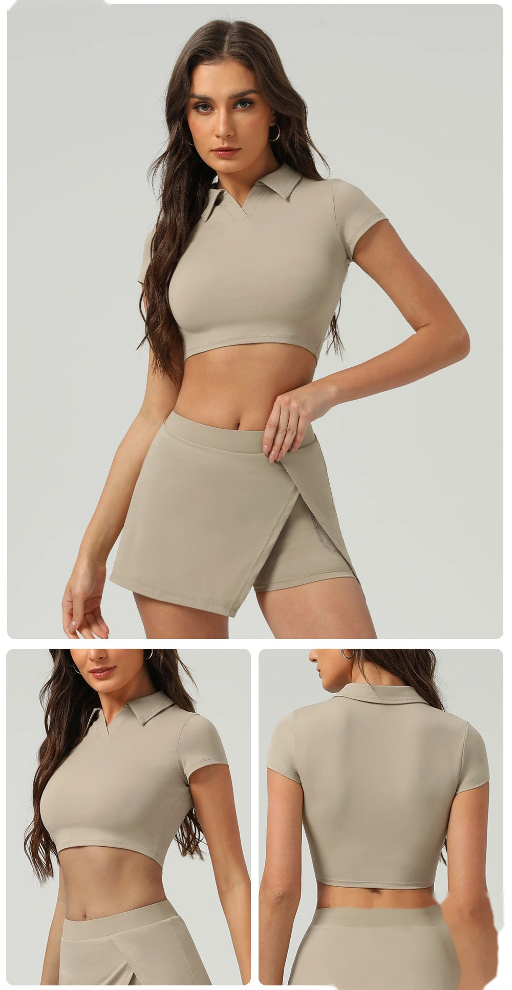 Ice sunscreen tennis T-shirt women's lapels new short sports casual shirt summer yoga fitness clothes detail
