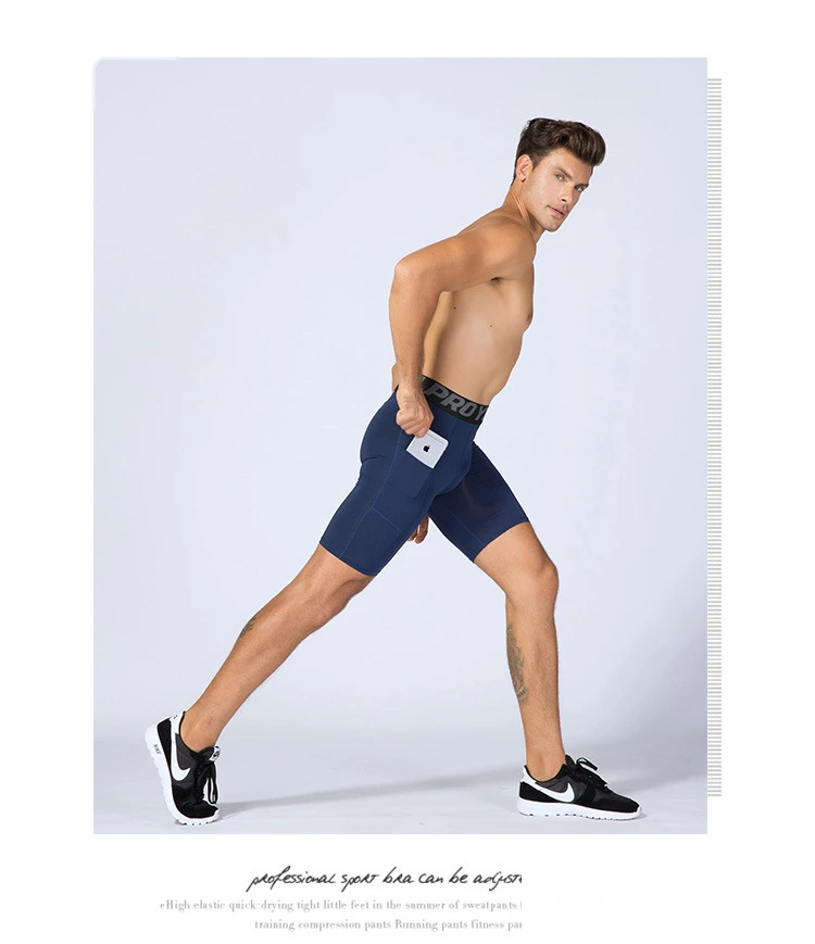 Men pro fitness compression shorts running train quick dry tights pants detail