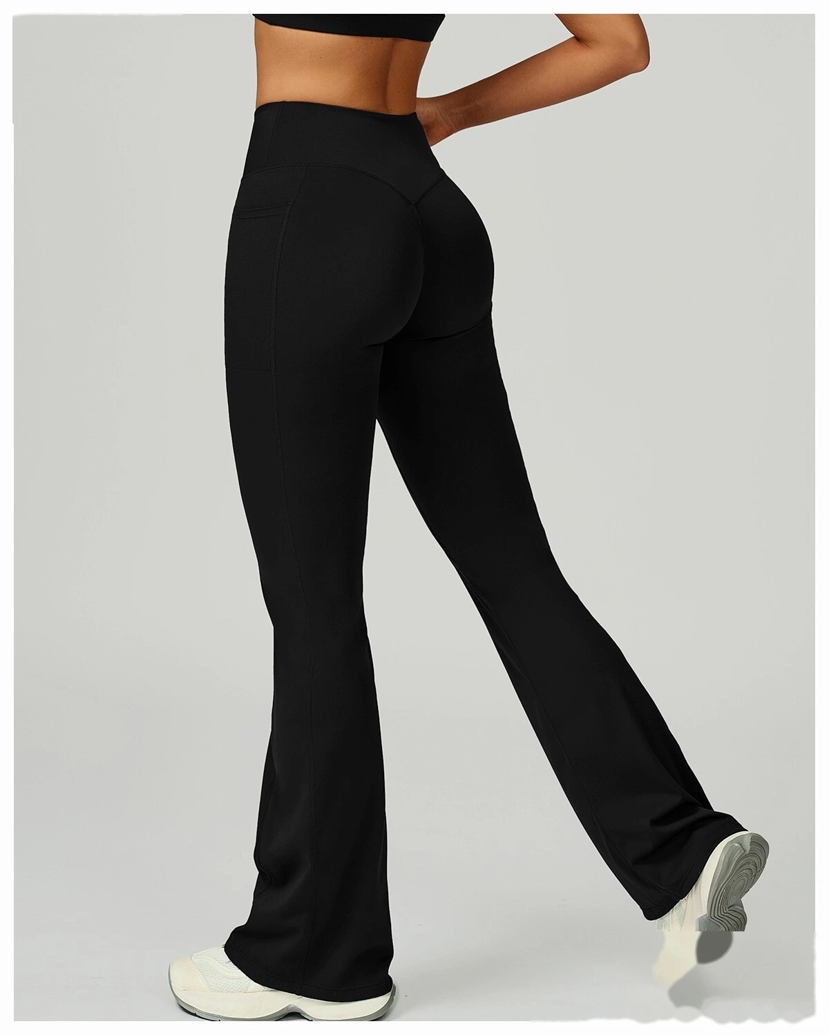 Custom Crossover Waist Yoga Leggings for Women - High-Waisted High-Stretch Micro-Flare Pants, Outdoor Sports Gym Running detail