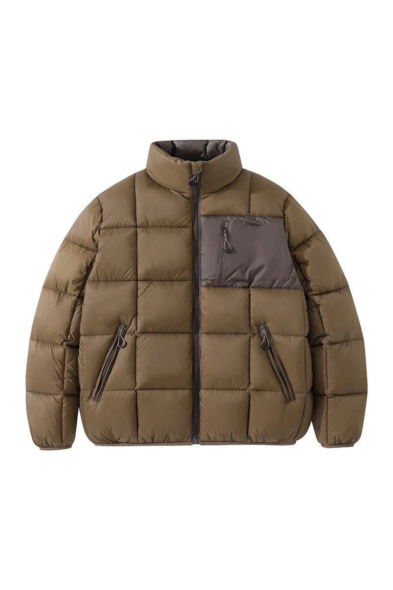Custom fashion windproof warm pocket men's and women's cotton coat down jacket detail
