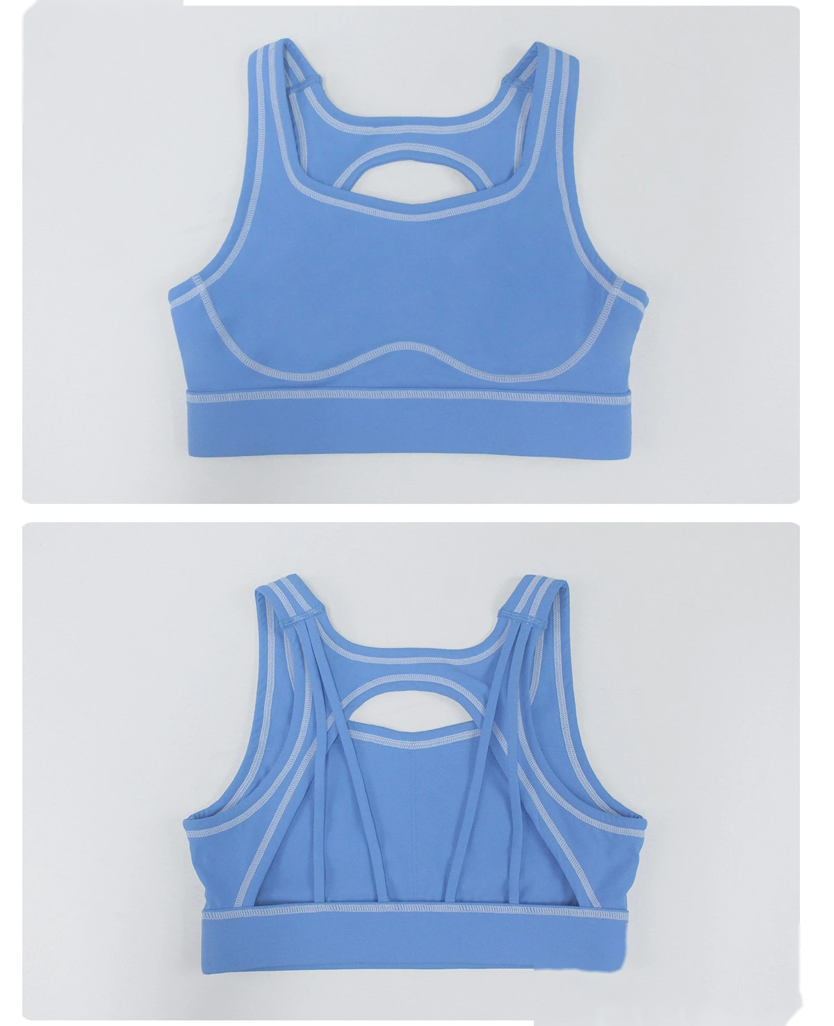 Custom Color Block Yoga Sports Bra - Shockproof Cutout Open Back Padded Workout Tank Top detail