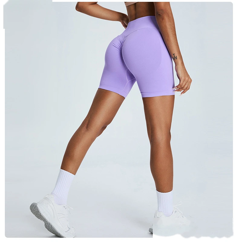 Seamless yoga shorts women's three-point high waist sweatpants nude quick-drying fitness yoga clothes - allni detail